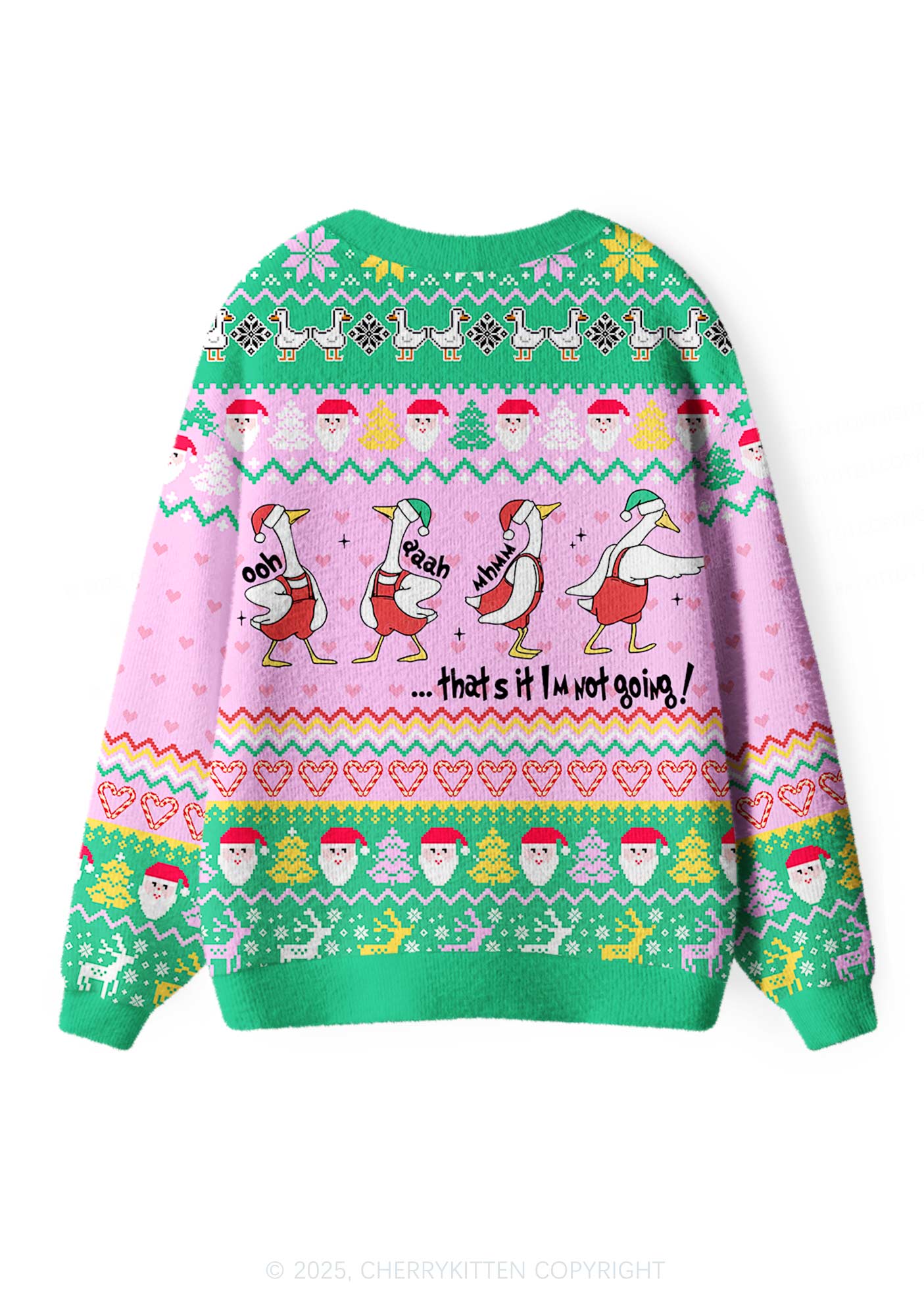 Im Not Going Goose Y2K Christmas Cardigan Knit Sweatshirt Cherrykitten - Image 3