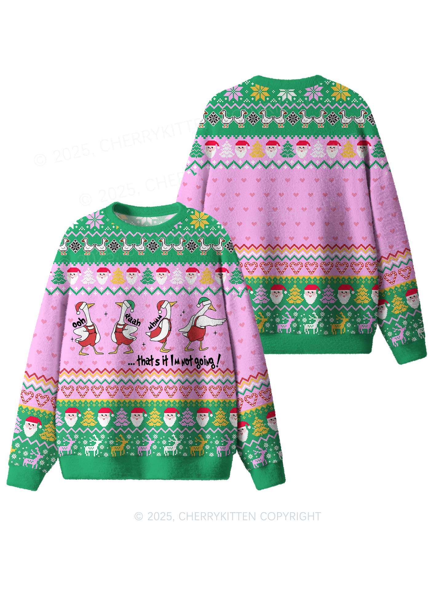 Im Not Going Goose Y2K Christmas Knit Sweatshirt Cherrykitten - Image 3