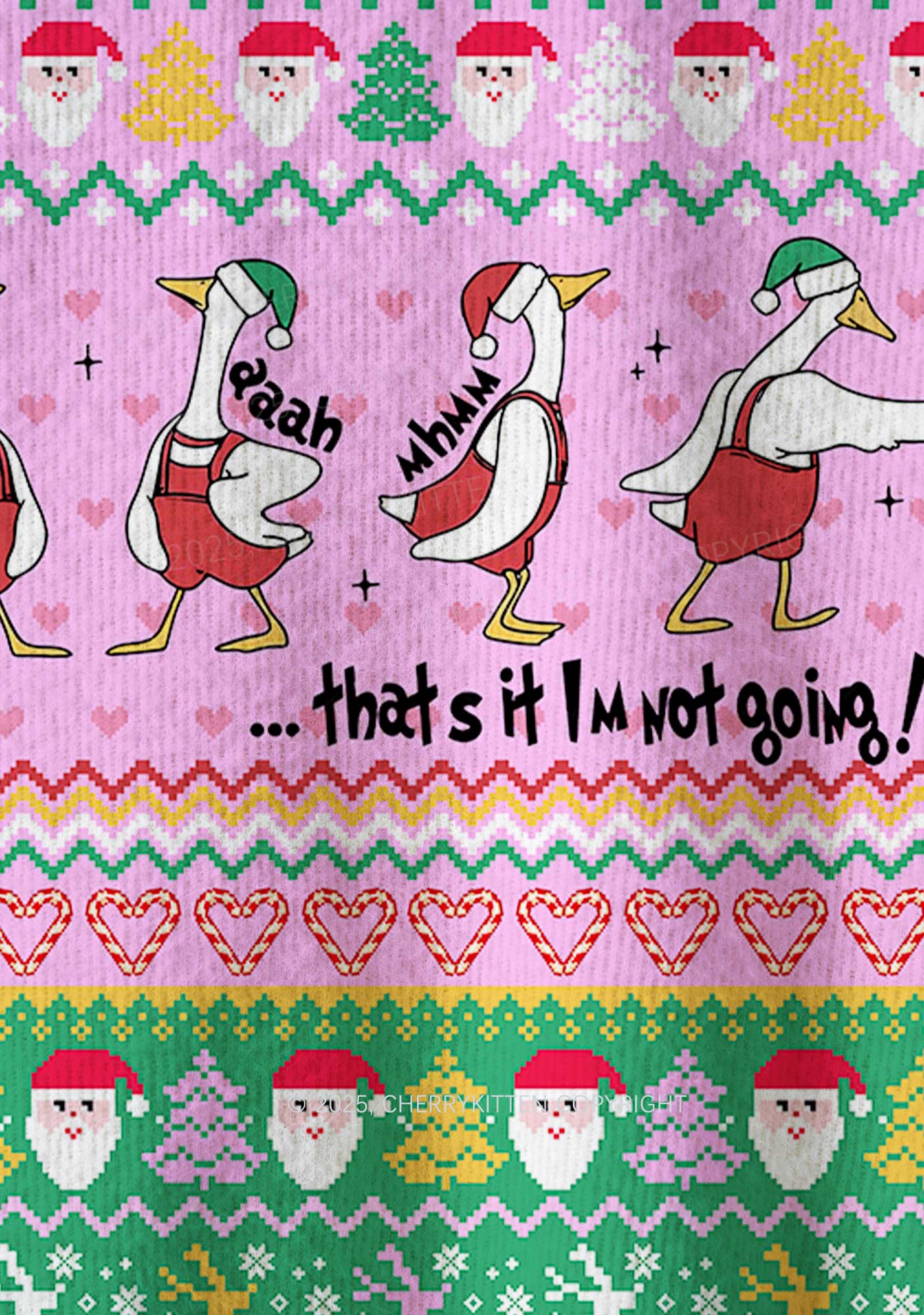 Im Not Going Goose Y2K Christmas Knit Sweatshirt Cherrykitten - Image 6