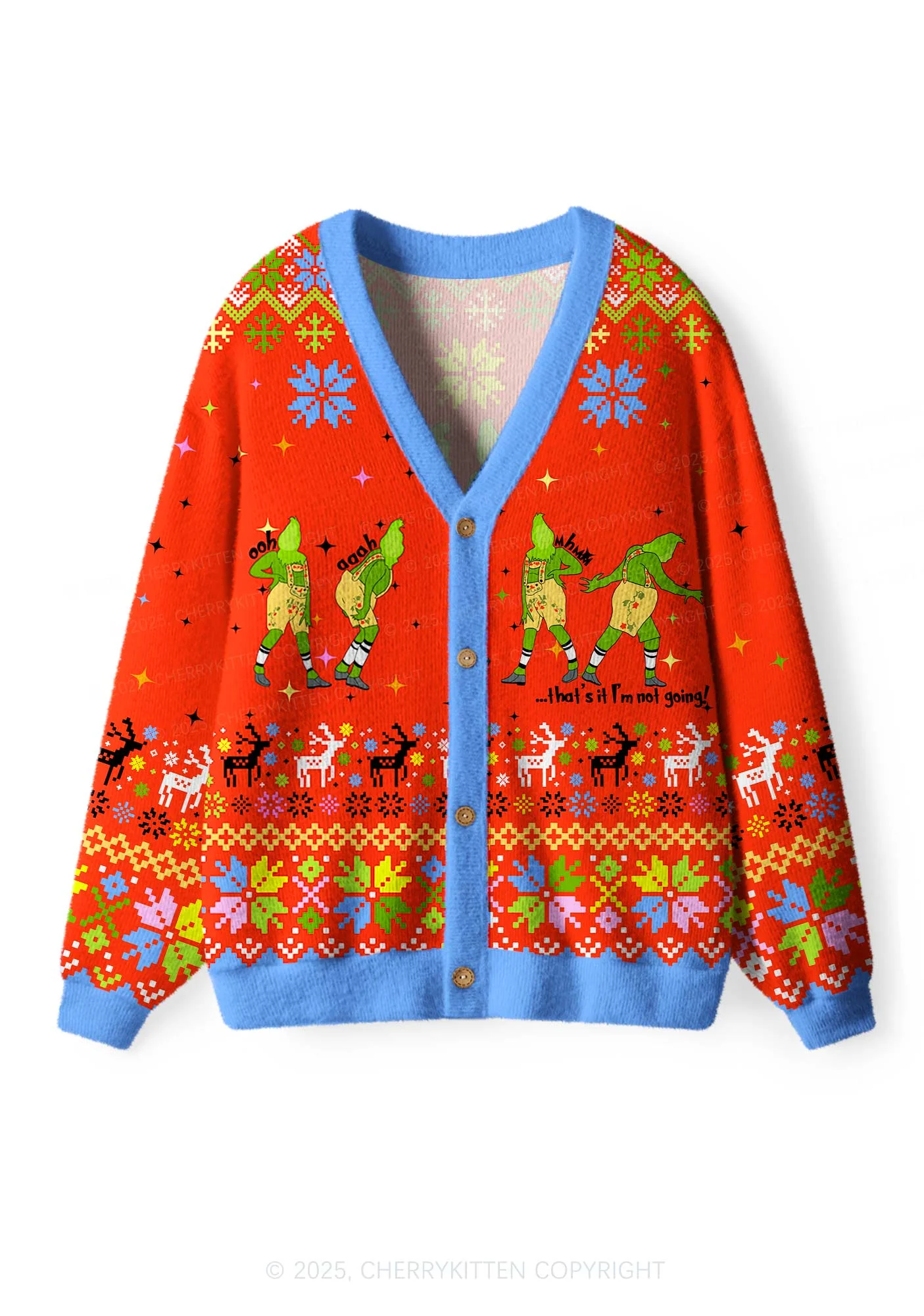 Im Not Going Y2K Christmas Cardigan Knit Sweatshirt Cherrykitten - Image 2