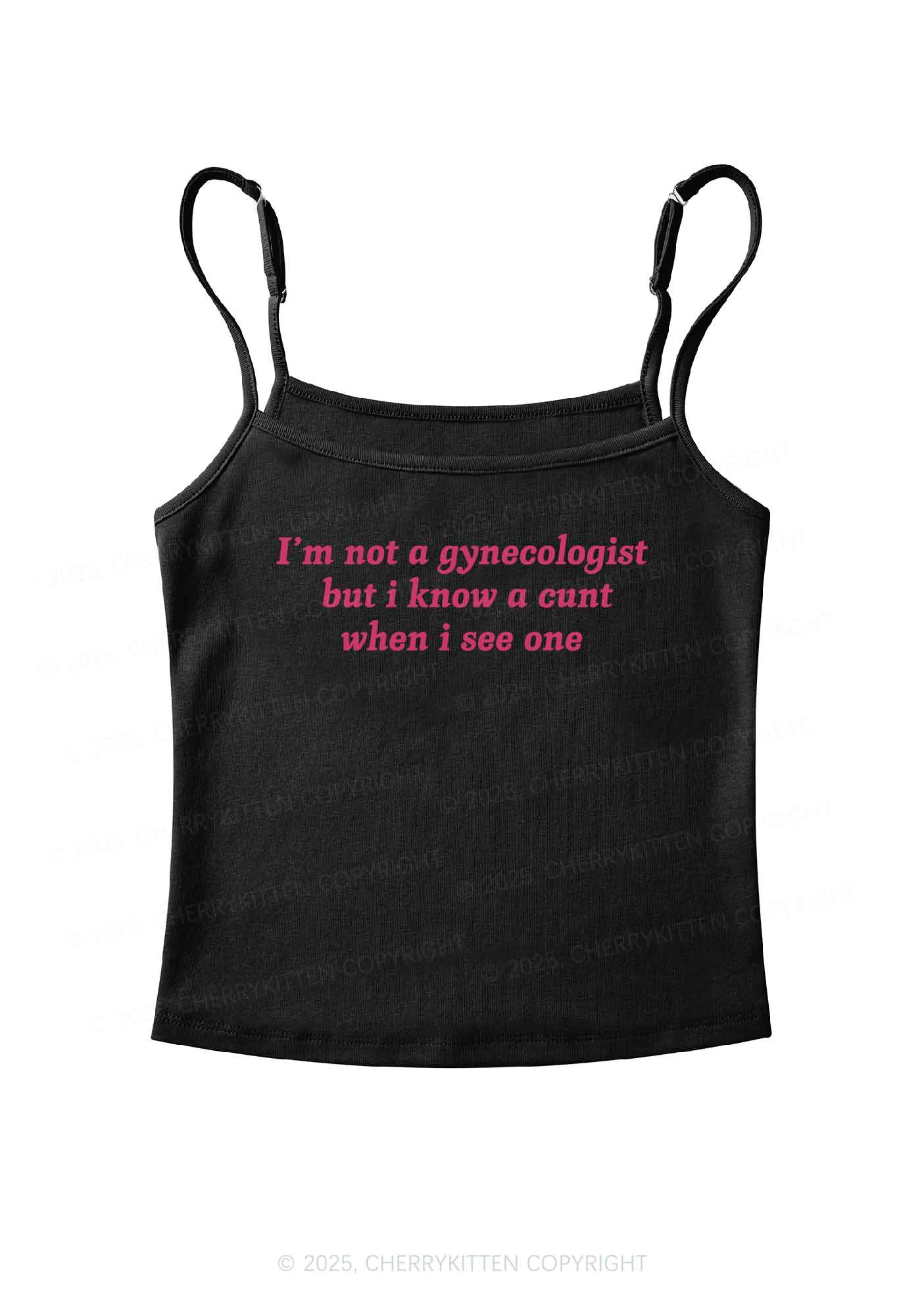 Im Not Gynecologist Y2K Spaghetti Strap Cami Cherrykitten - Image 3