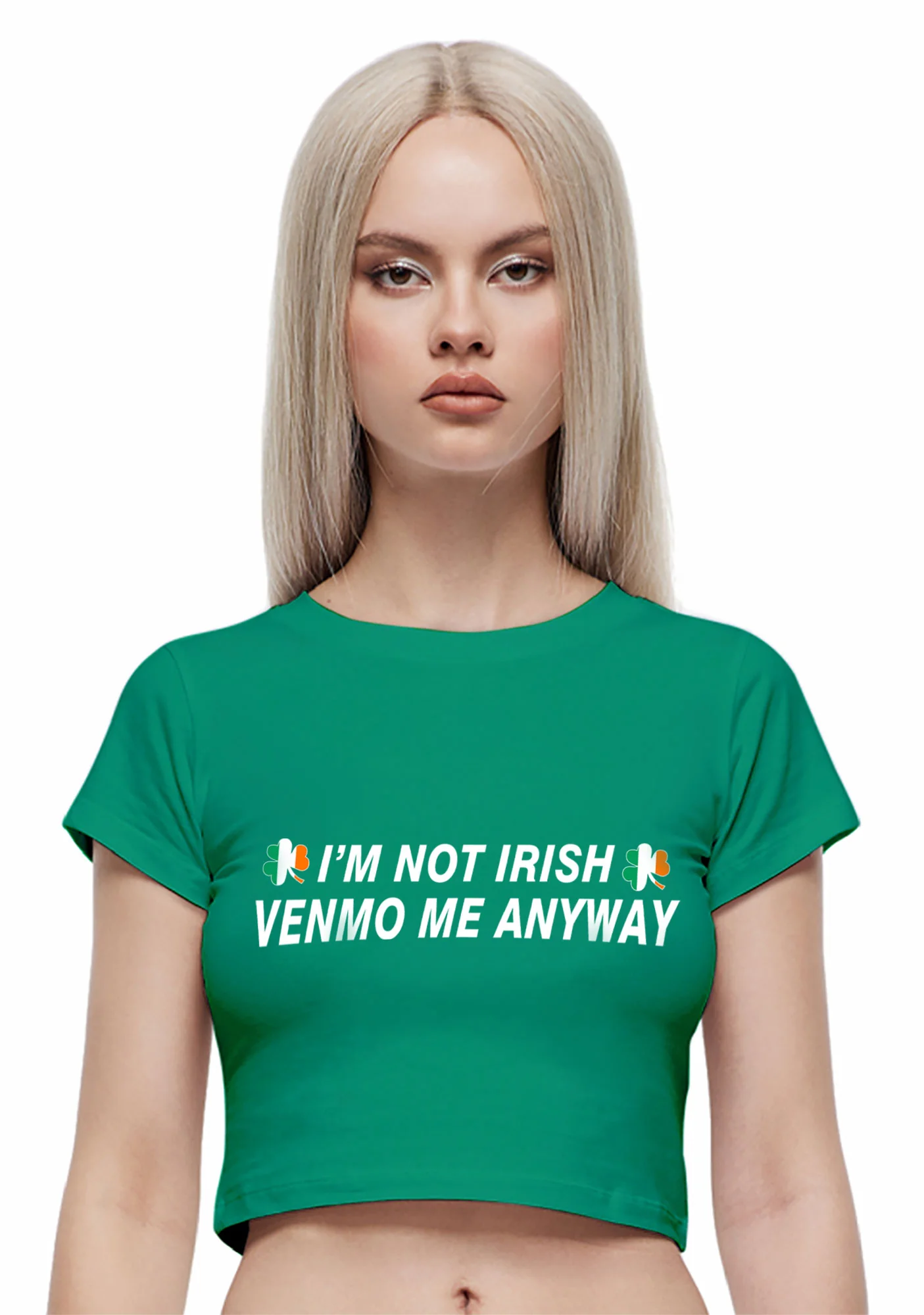 Im Not Irish Anyway St Patricks Y2K Baby Tee Cherrykitten - Image 2