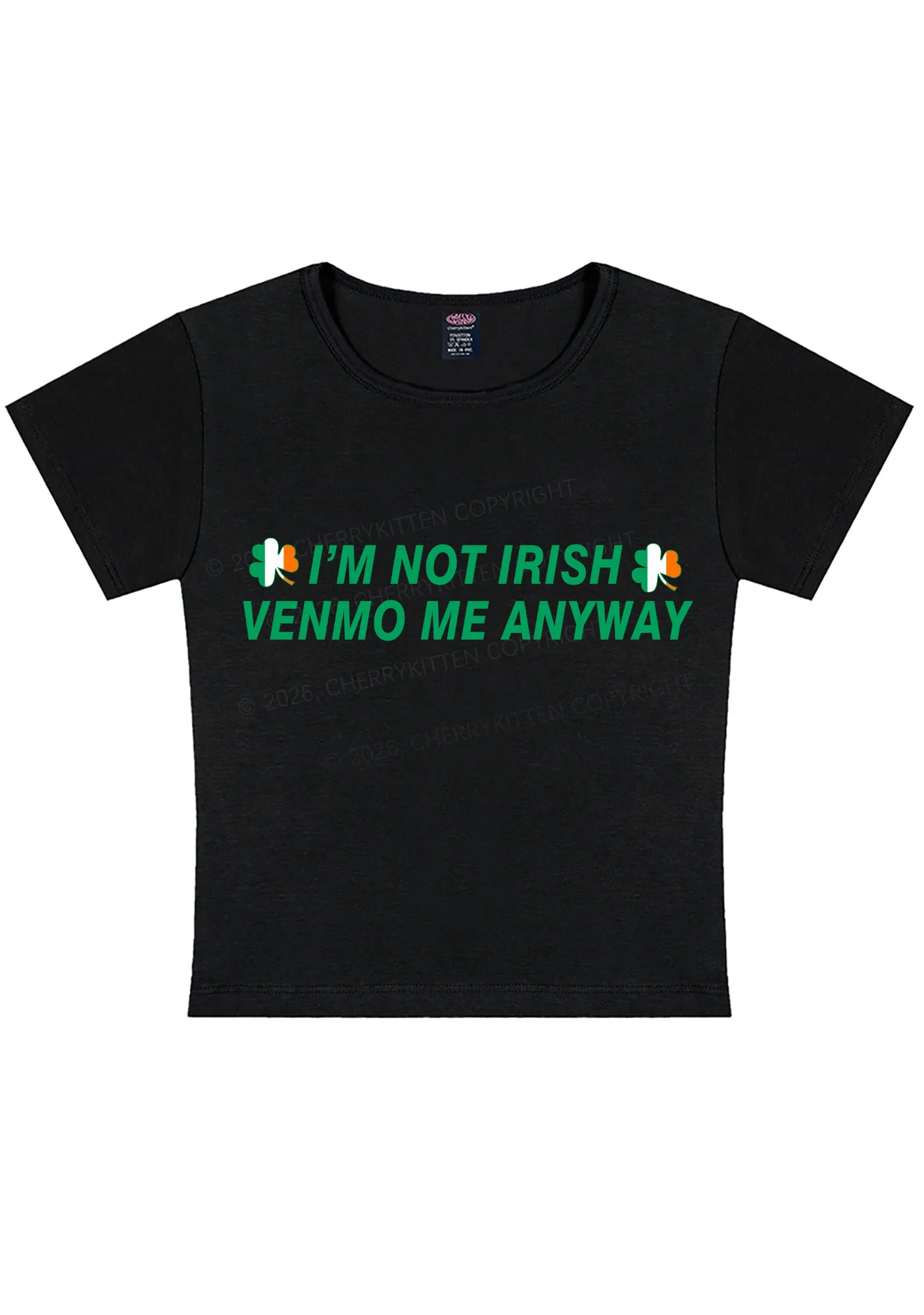 Im Not Irish Anyway St Patricks Y2K Baby Tee Cherrykitten - Image 3