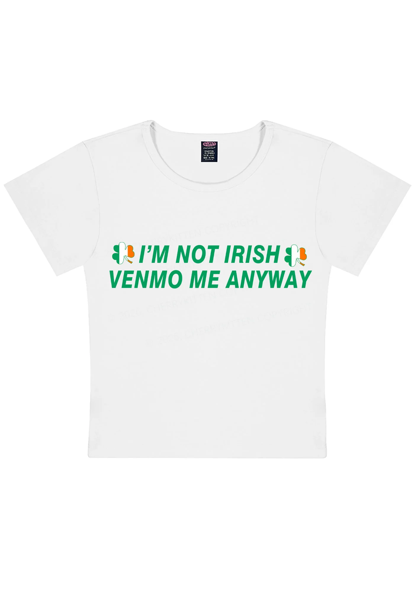 Im Not Irish Anyway St Patricks Y2K Baby Tee Cherrykitten - Image 4