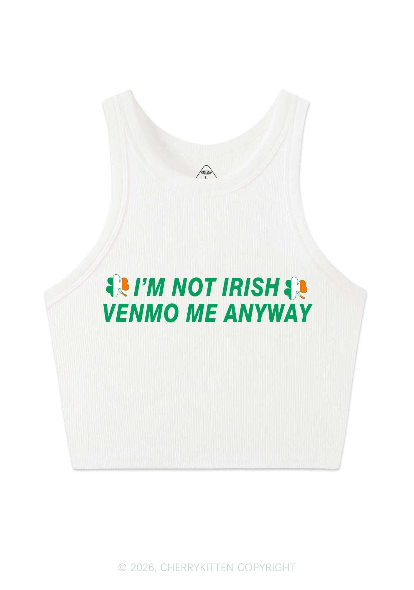 Im Not Irish Anyway St Patricks Y2K Crop Tank Top Cherrykitten - Image 3
