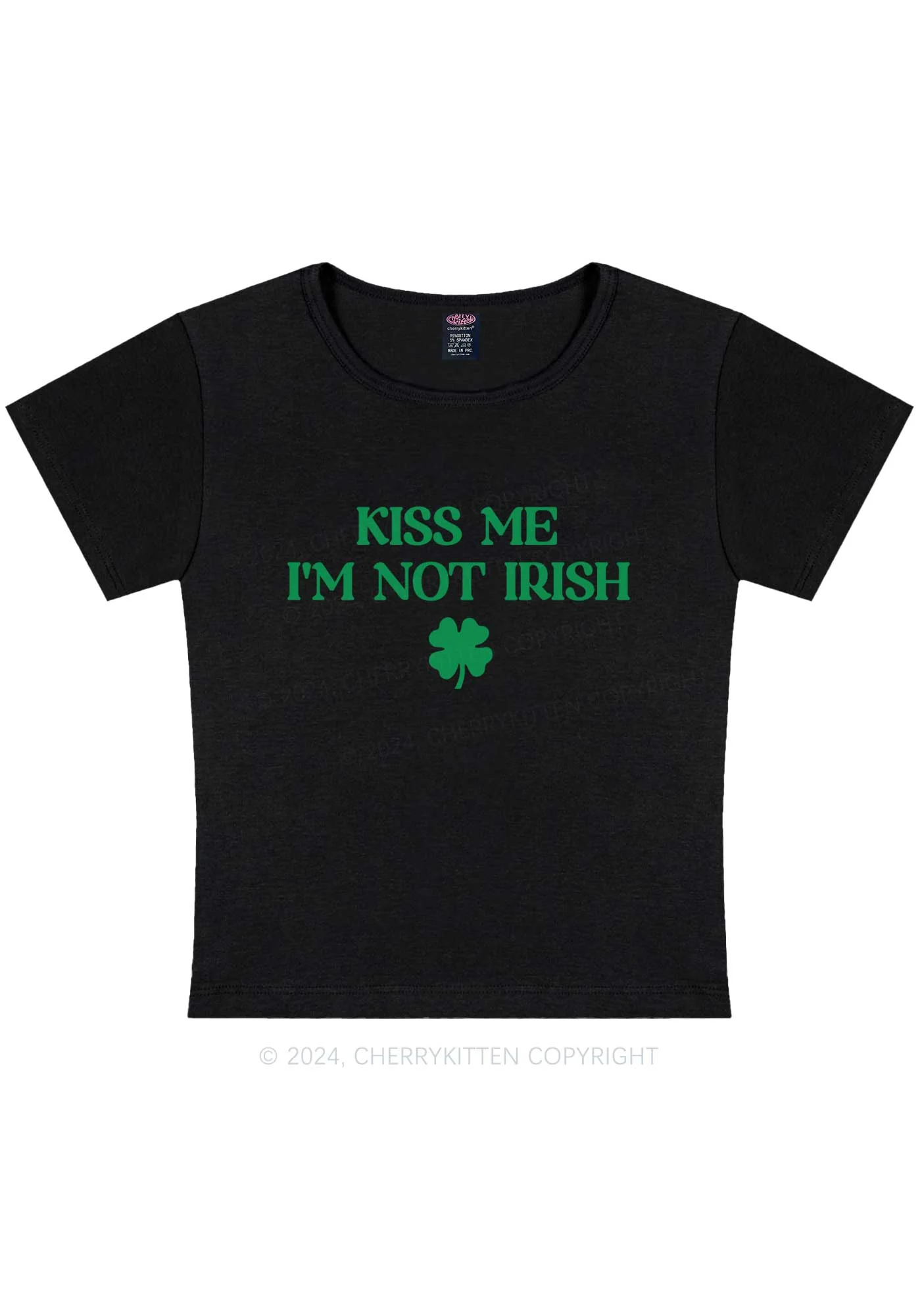Im Not Irish St Patricks Y2K Baby Tee Cherrykitten - Image 4