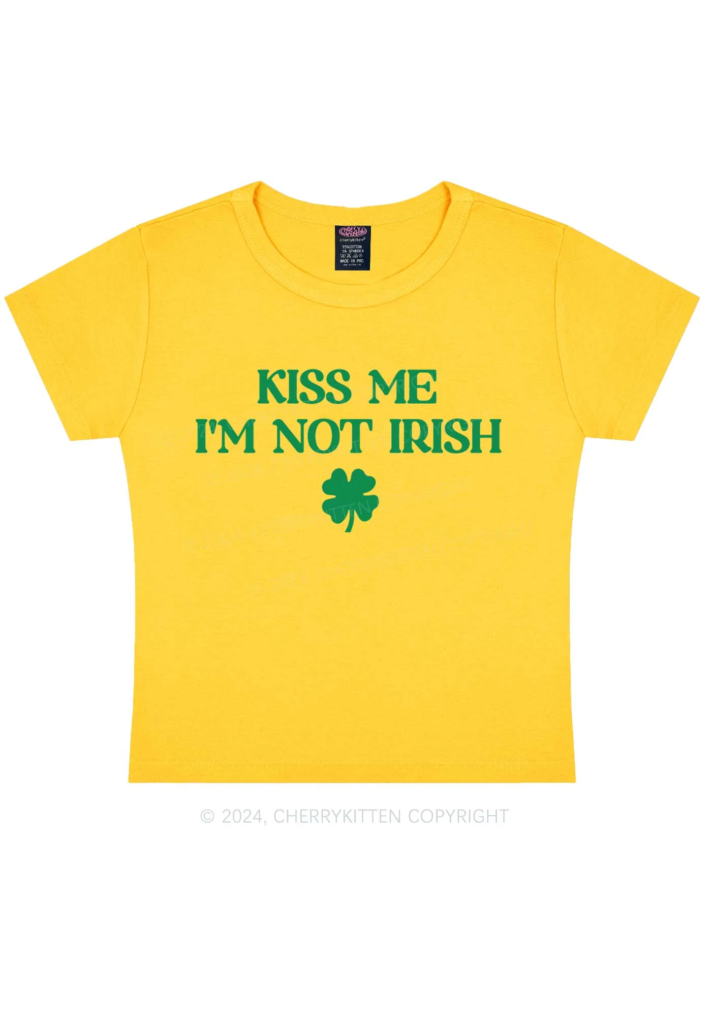 Im Not Irish St Patricks Y2K Baby Tee Cherrykitten - Image 5