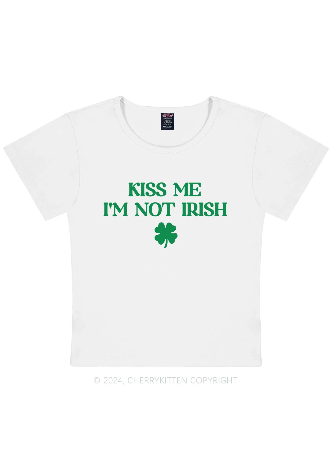 Im Not Irish St Patricks Y2K Baby Tee Cherrykitten - Image 6