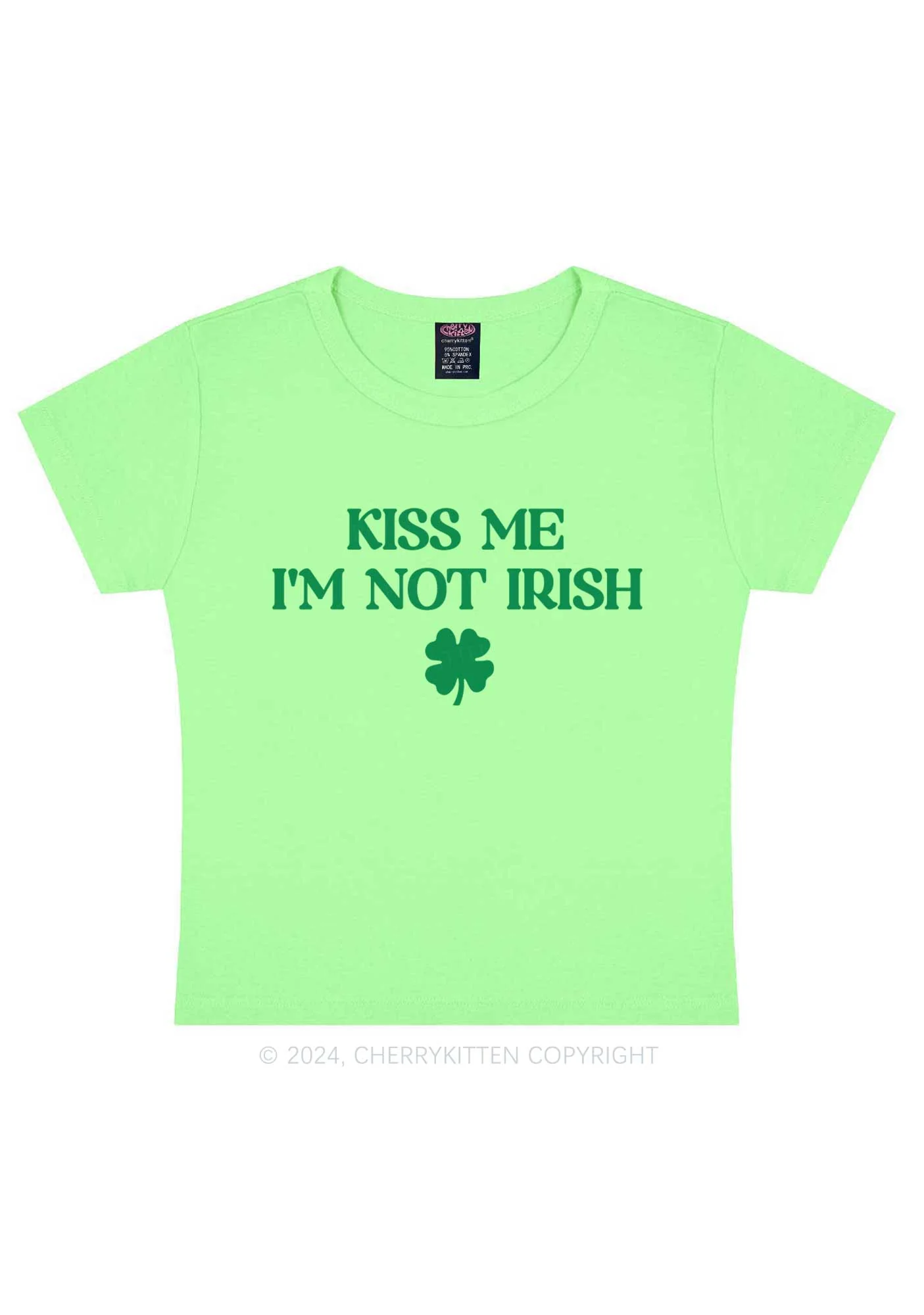 Im Not Irish St Patricks Y2K Baby Tee Cherrykitten - Image 8