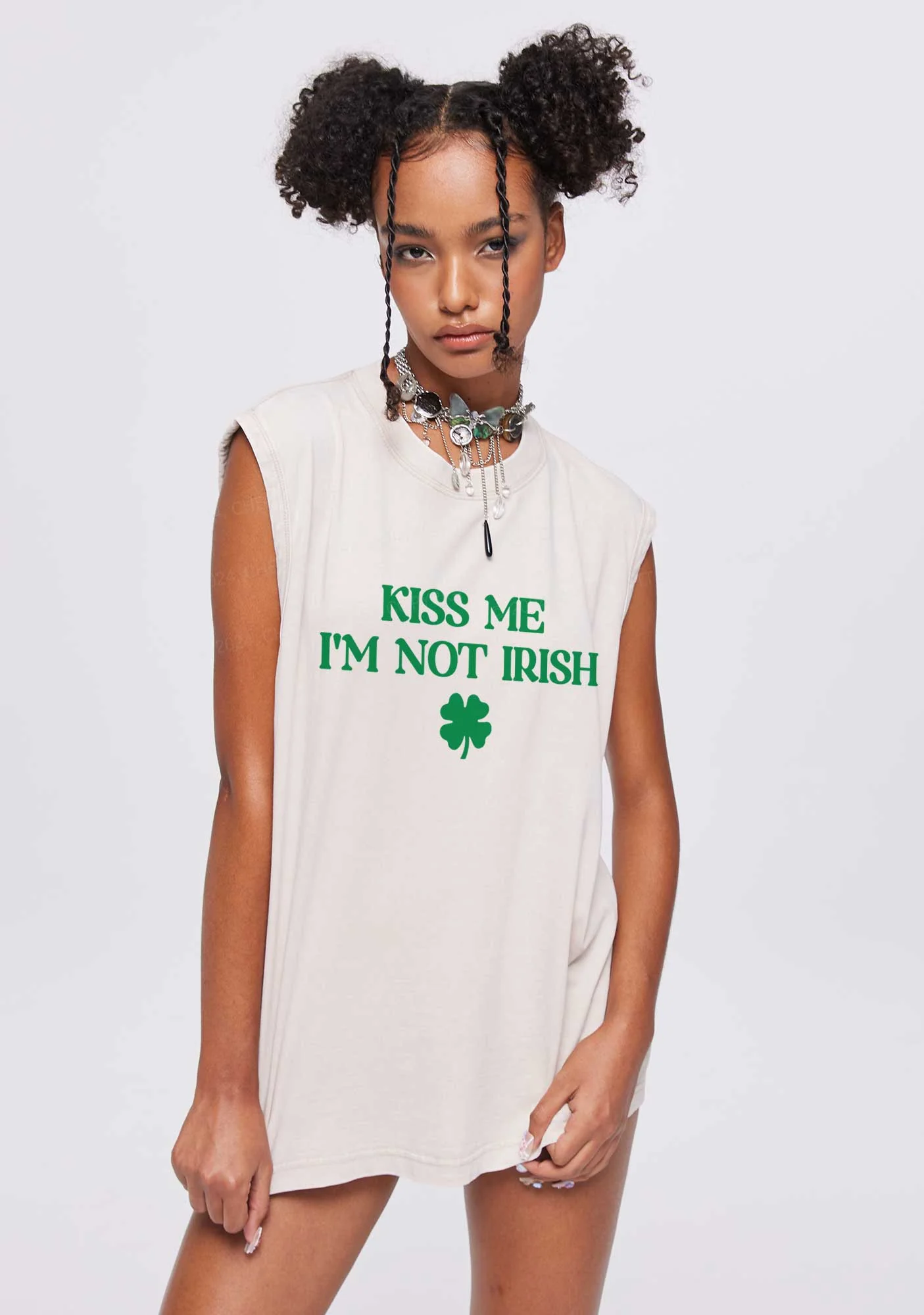 Im Not Irish St Patricks Y2K Washed Tank Cherrykitten - Image 2