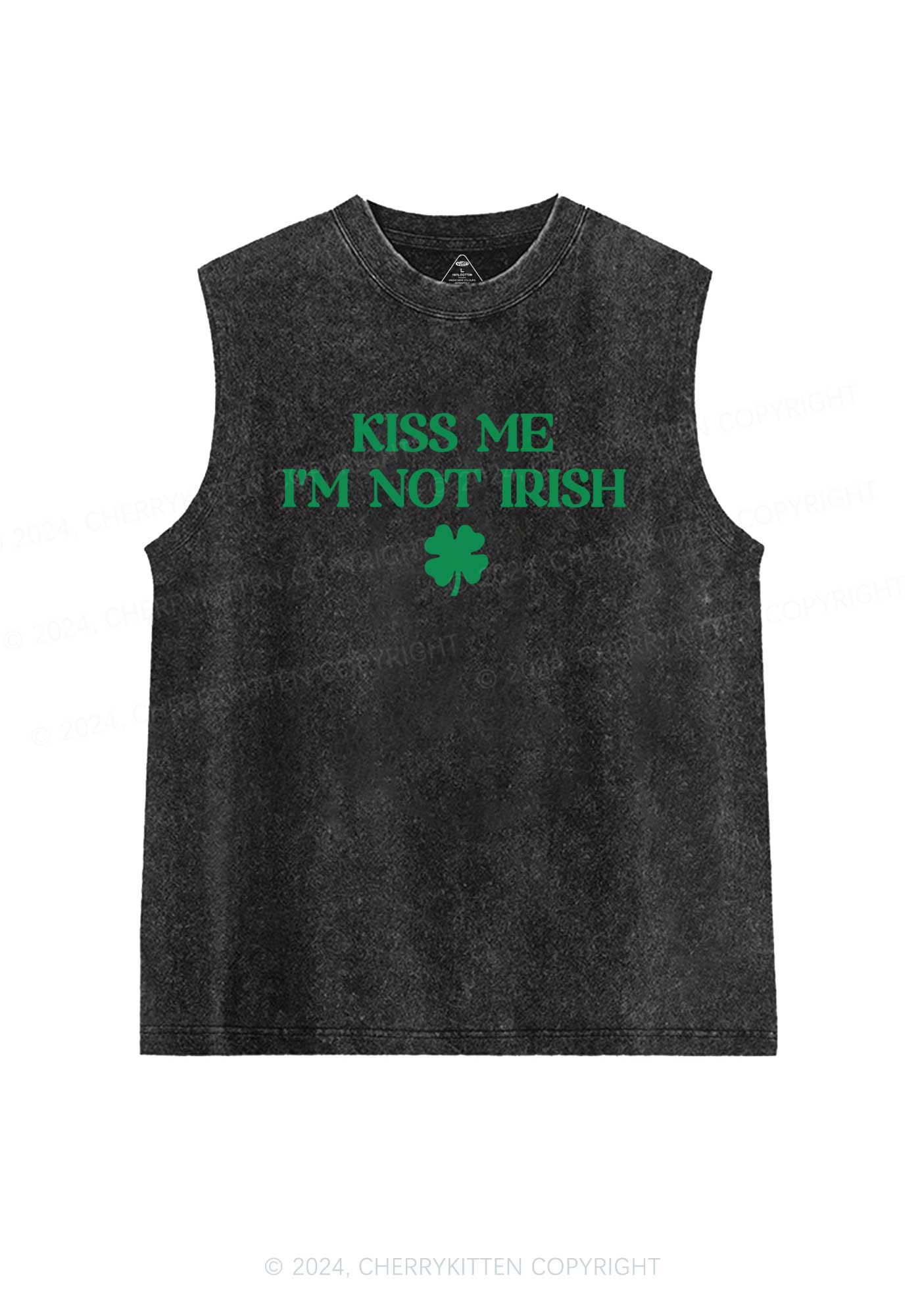 Im Not Irish St Patricks Y2K Washed Tank Cherrykitten - Image 4