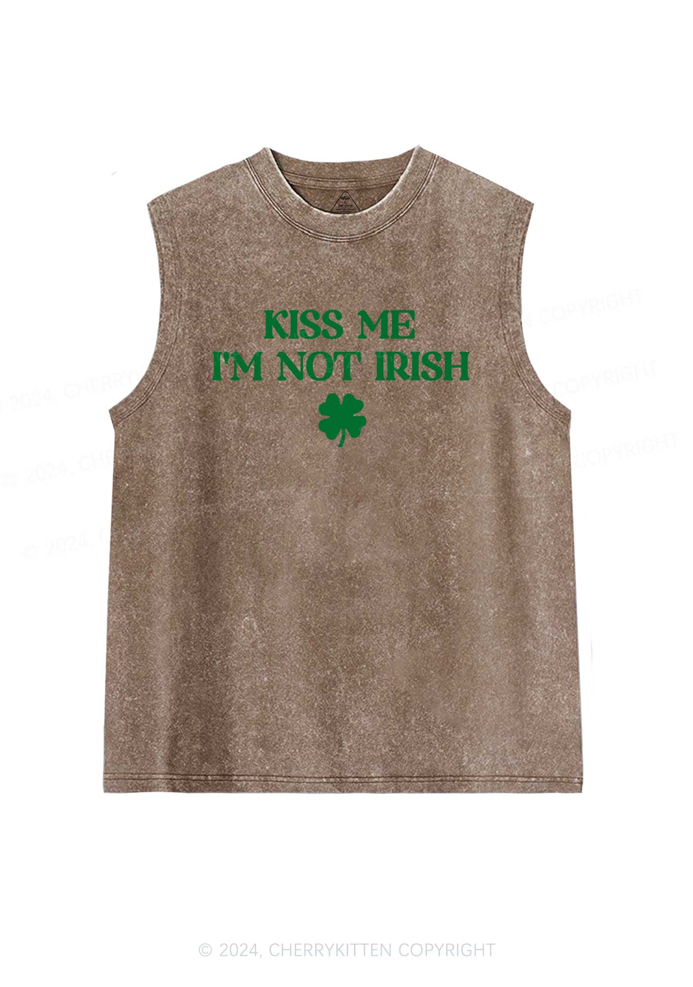 Im Not Irish St Patricks Y2K Washed Tank Cherrykitten - Image 6