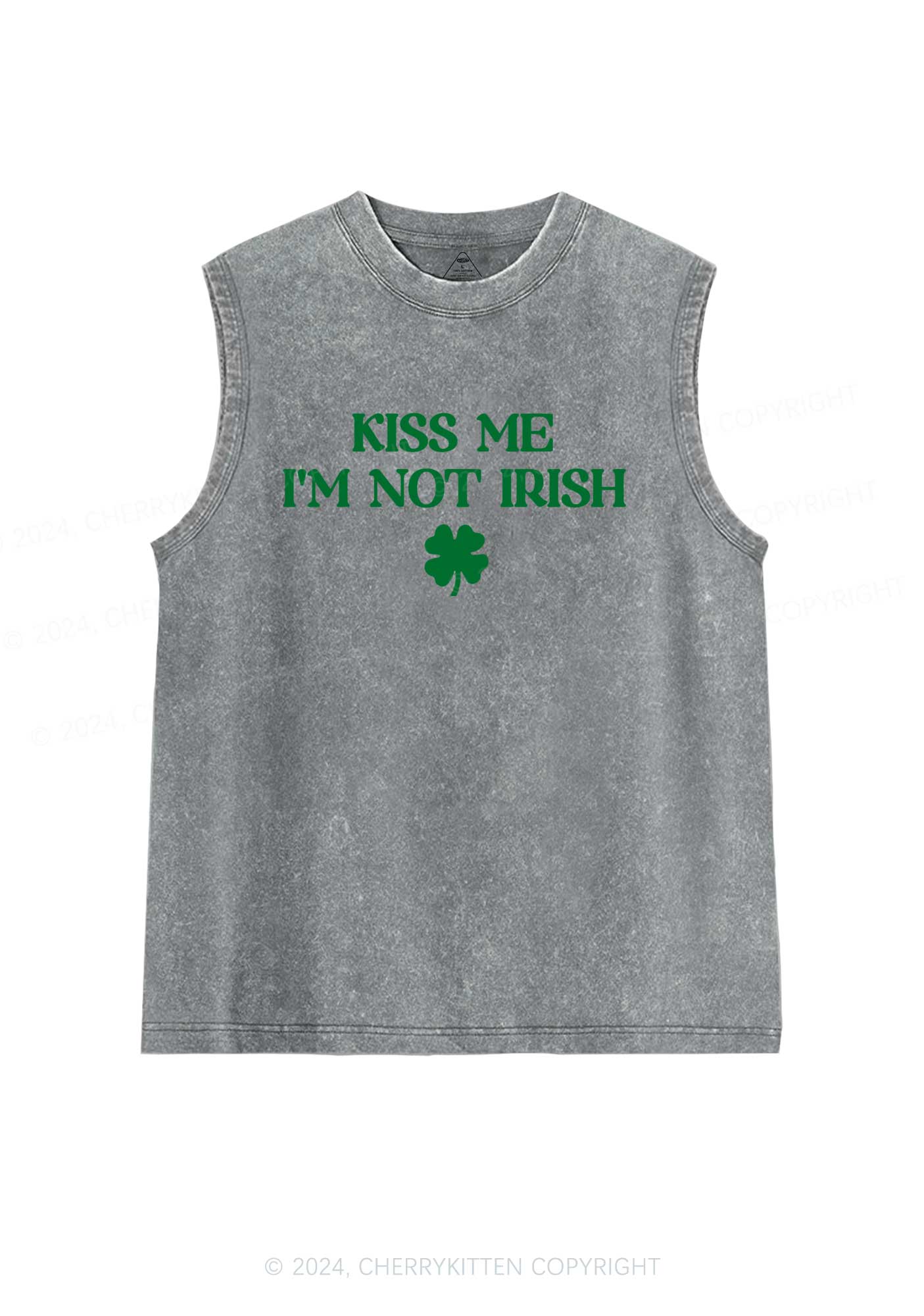 Im Not Irish St Patricks Y2K Washed Tank Cherrykitten - Image 7