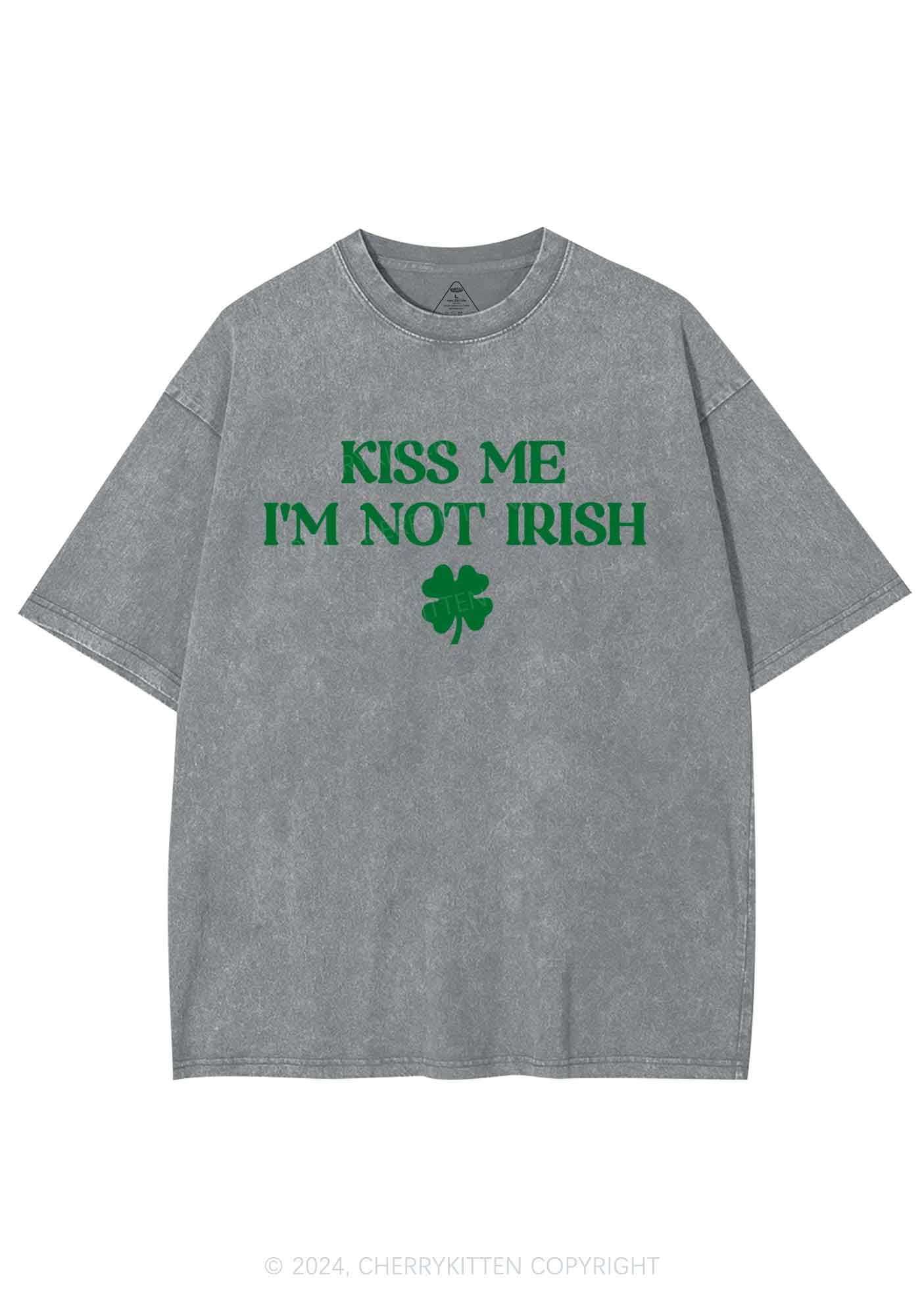 Im Not Irish St Patricks Y2K Washed Tee Cherrykitten - Image 10