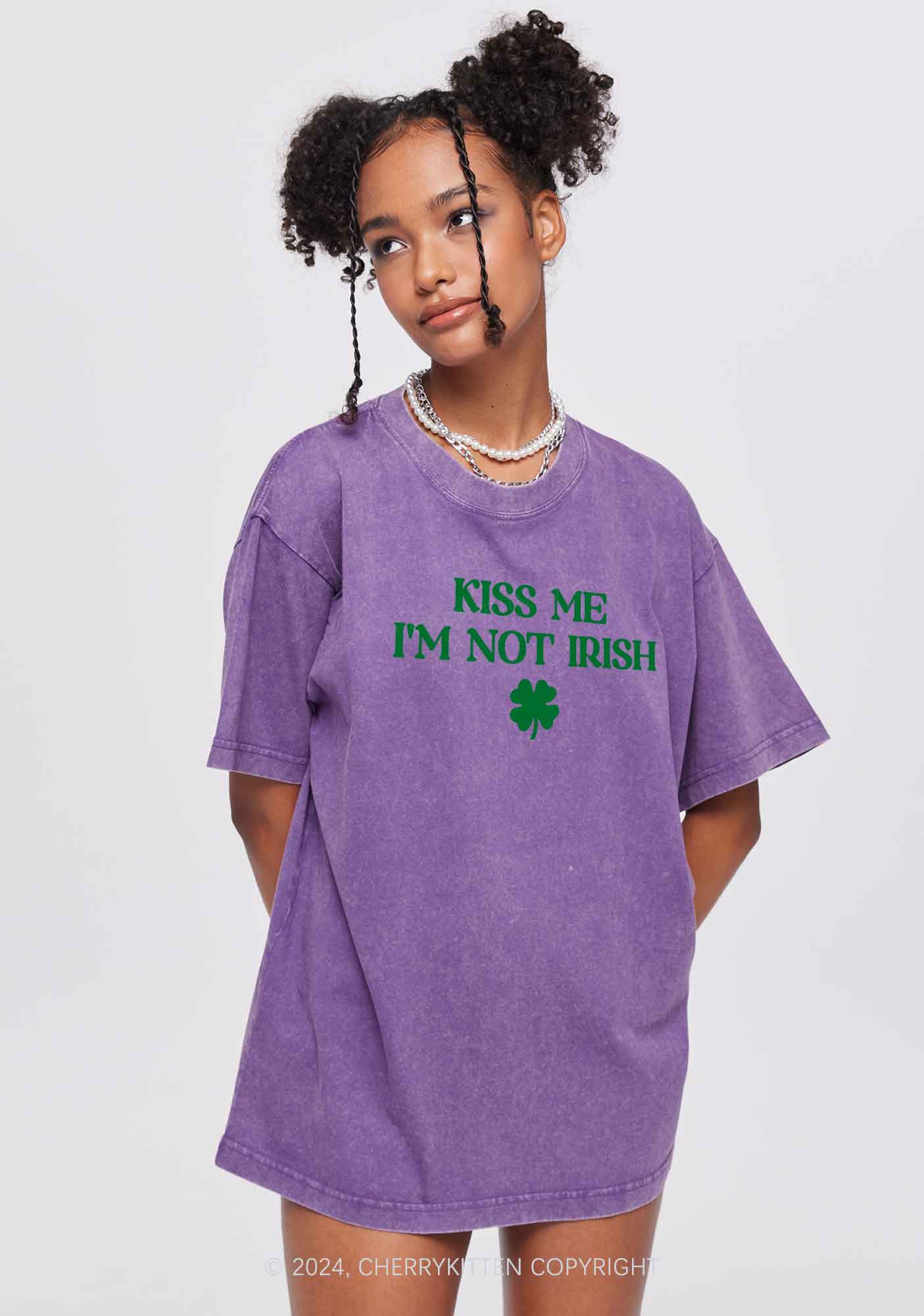 Im Not Irish St Patricks Y2K Washed Tee Cherrykitten - Image 3