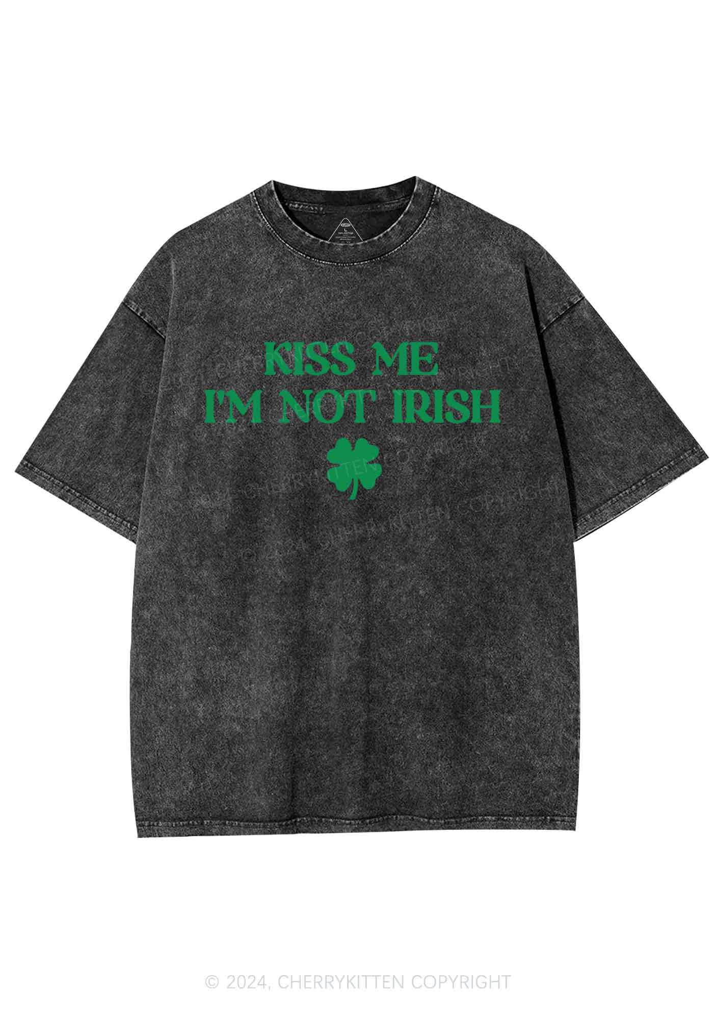 Im Not Irish St Patricks Y2K Washed Tee Cherrykitten - Image 6