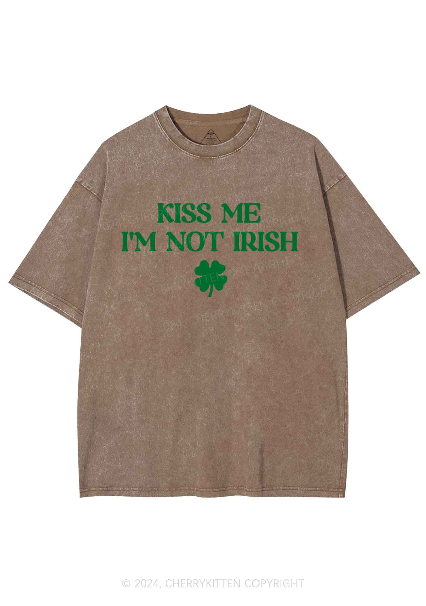 Im Not Irish St Patricks Y2K Washed Tee Cherrykitten - Image 9