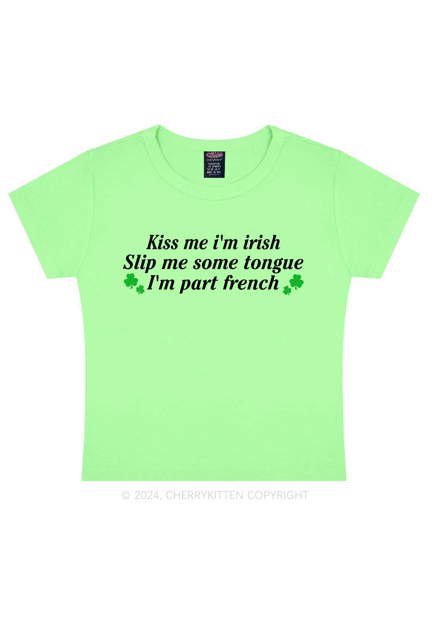 Im Part French St Patricks Y2K Baby Tee Cherrykitten - Image 13