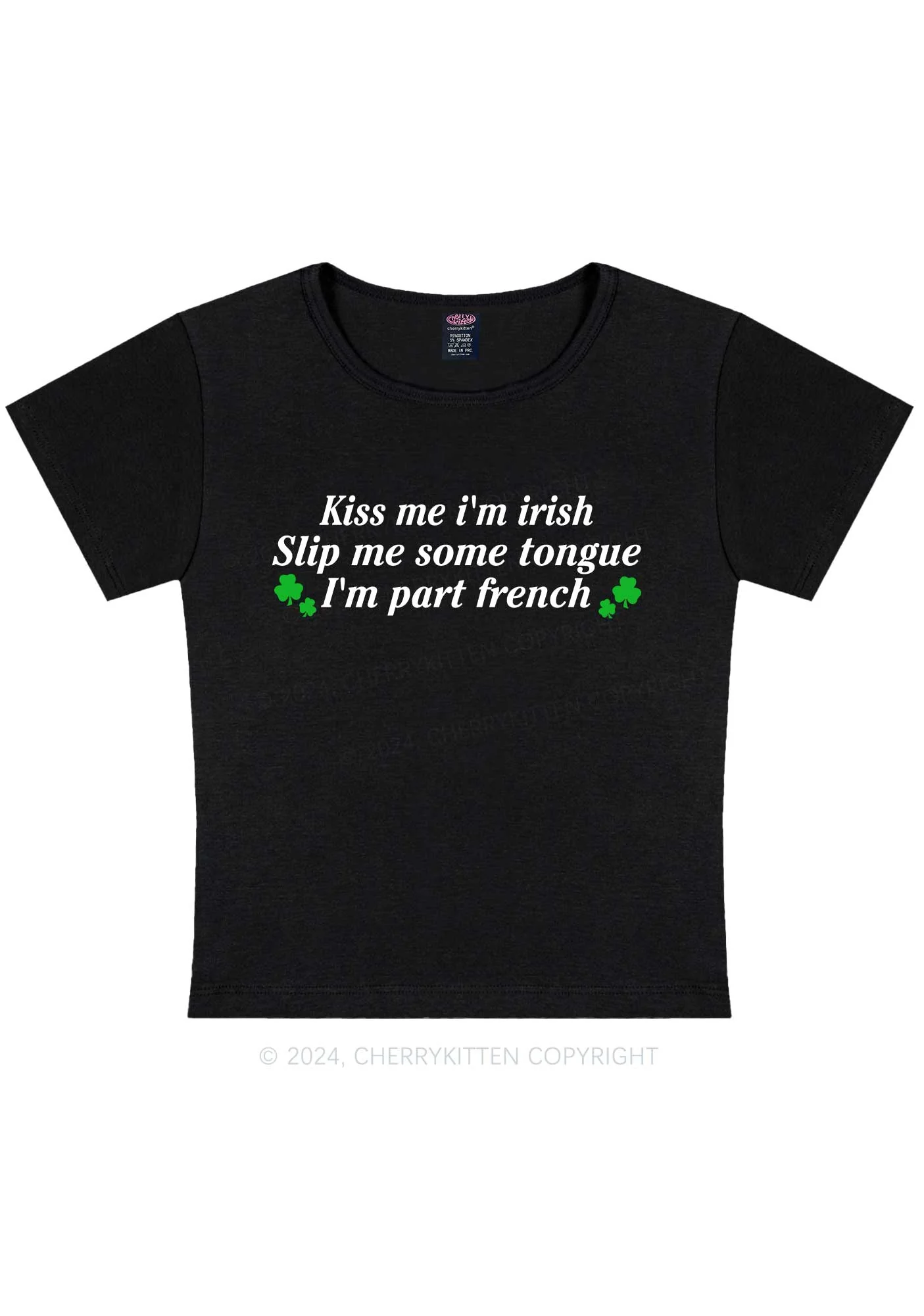 Im Part French St Patricks Y2K Baby Tee Cherrykitten - Image 4