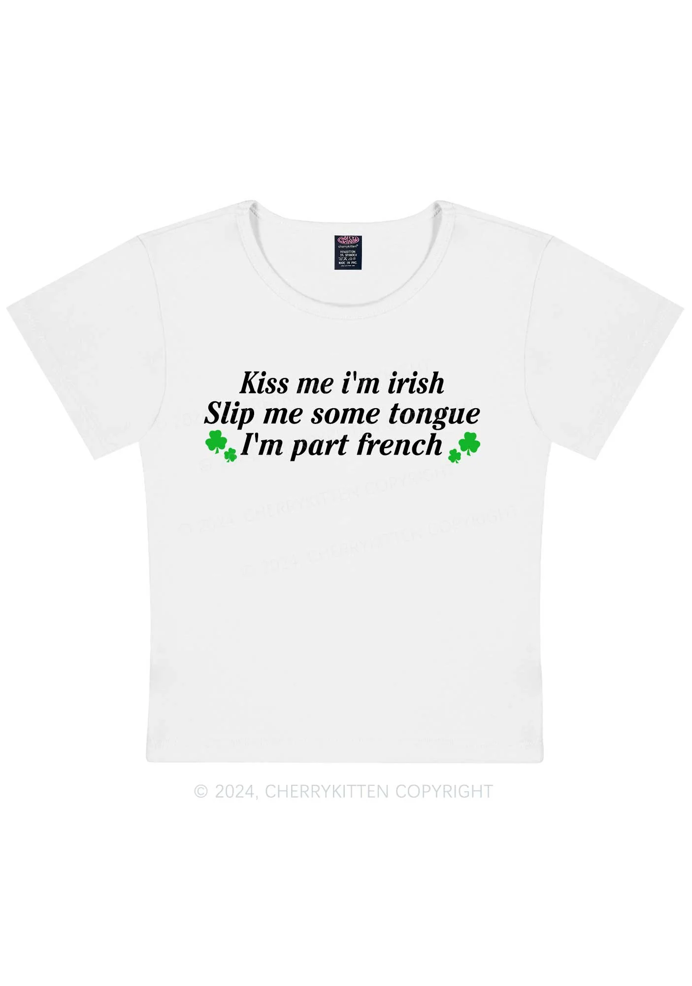 Im Part French St Patricks Y2K Baby Tee Cherrykitten - Image 5