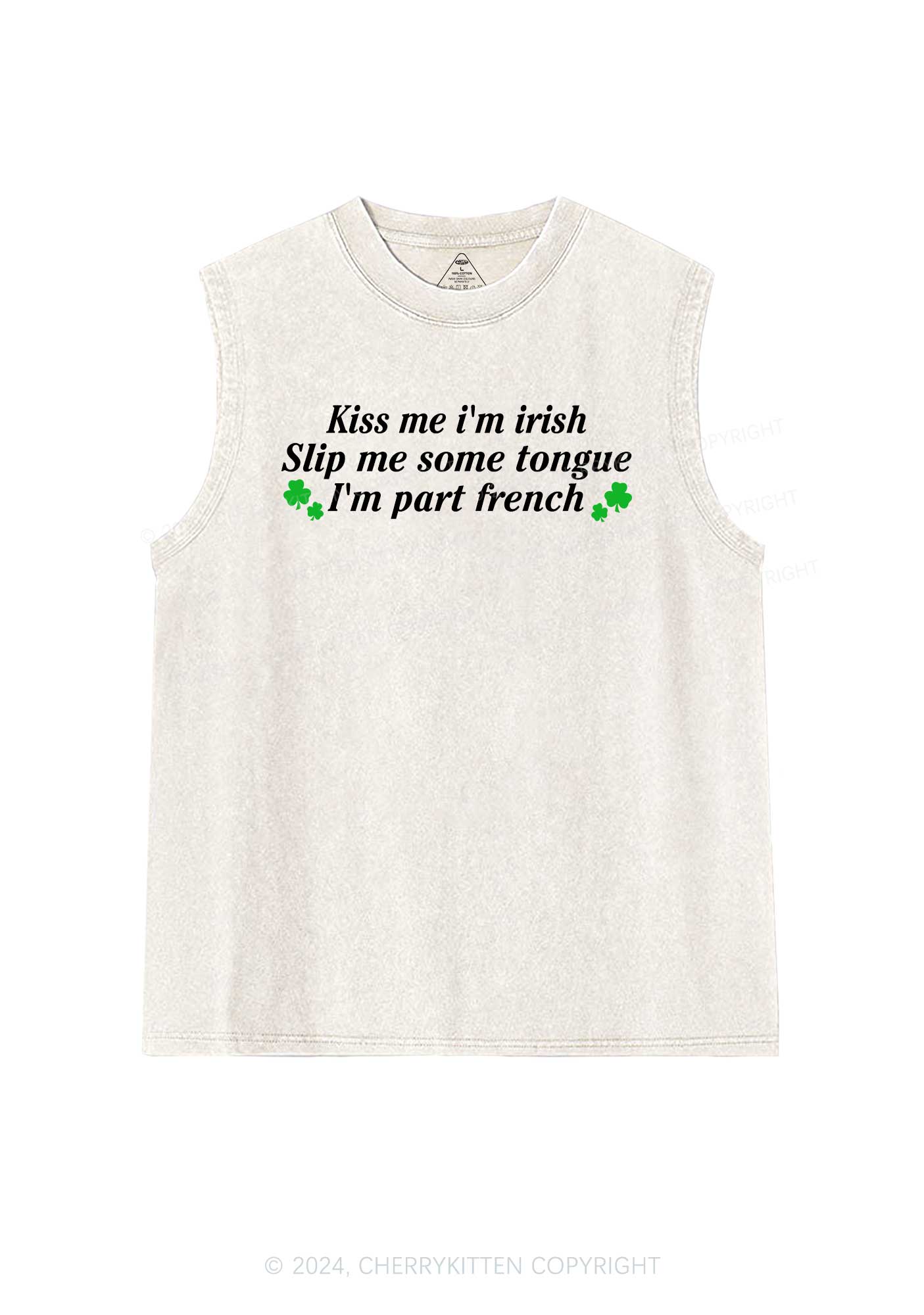 Im Part French St Patricks Y2K Washed Tank Cherrykitten - Image 4