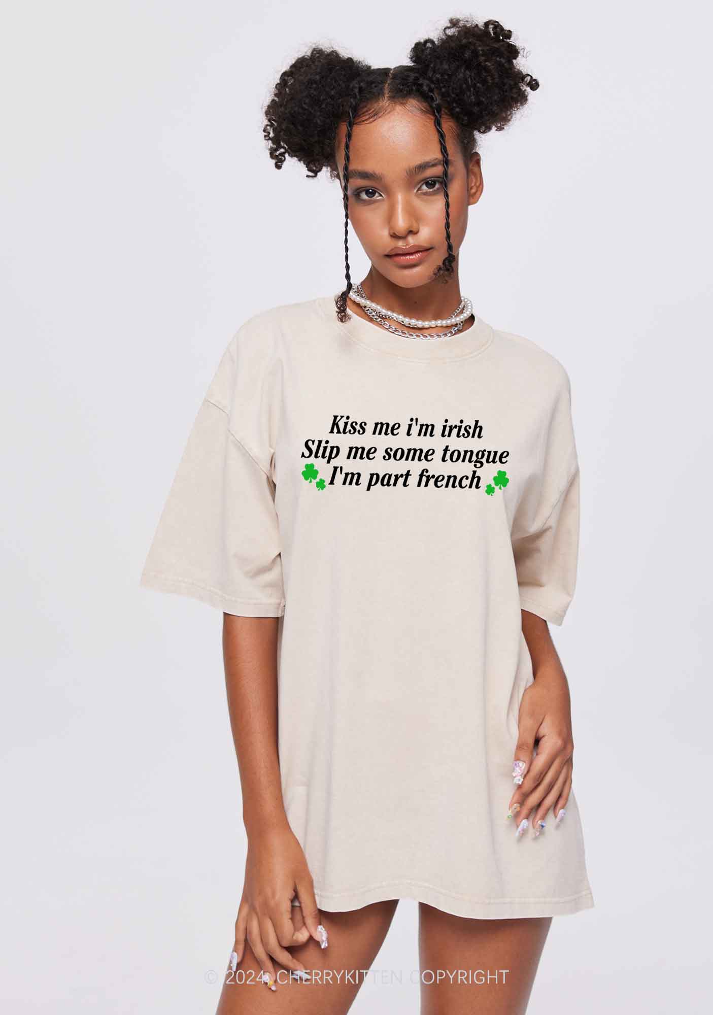 Im Part French St Patricks Y2K Washed Tee Cherrykitten - Image 4