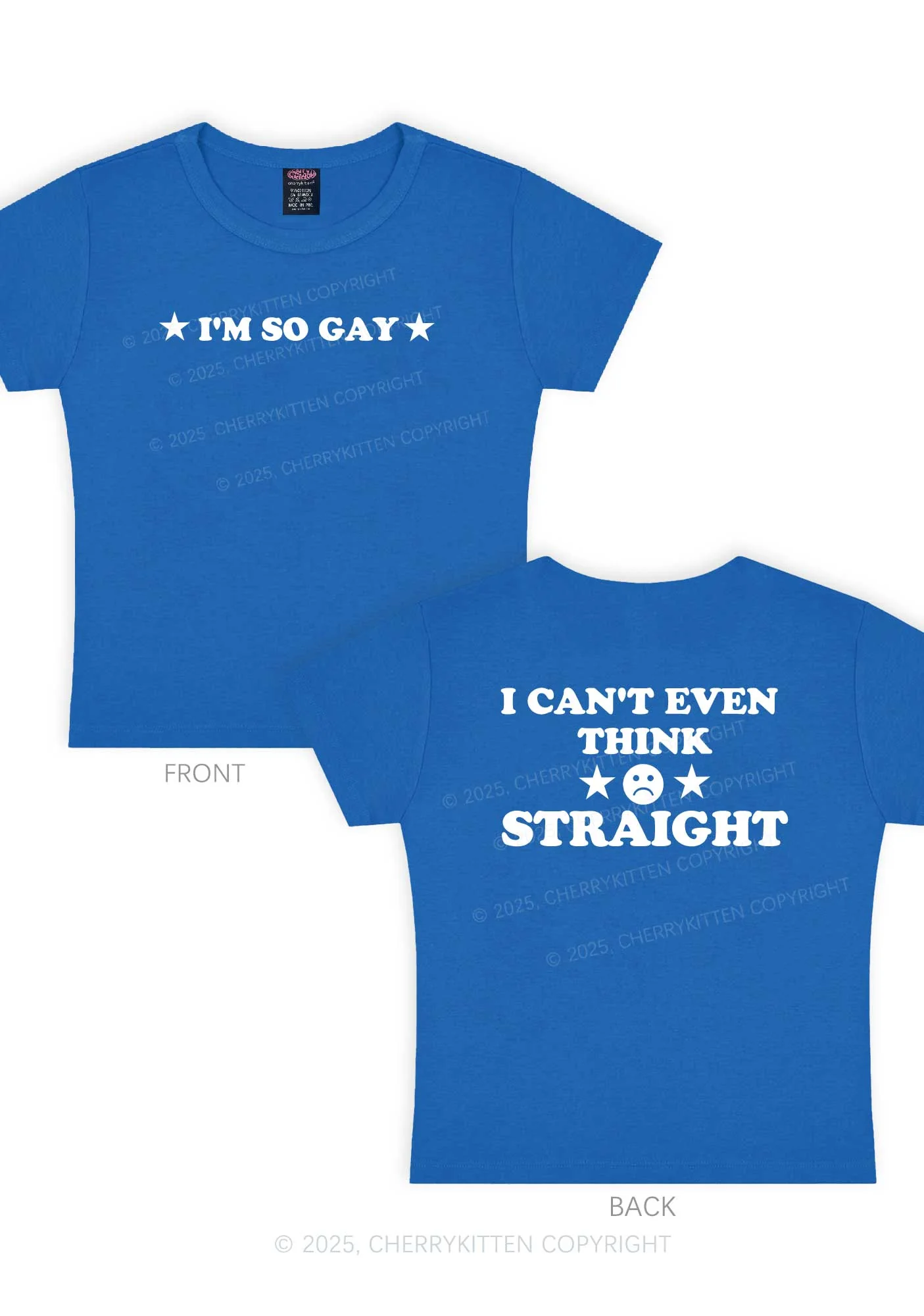 Im So Gay Two Sides Pride Y2K Baby Tee Cherrykitten - Image 10