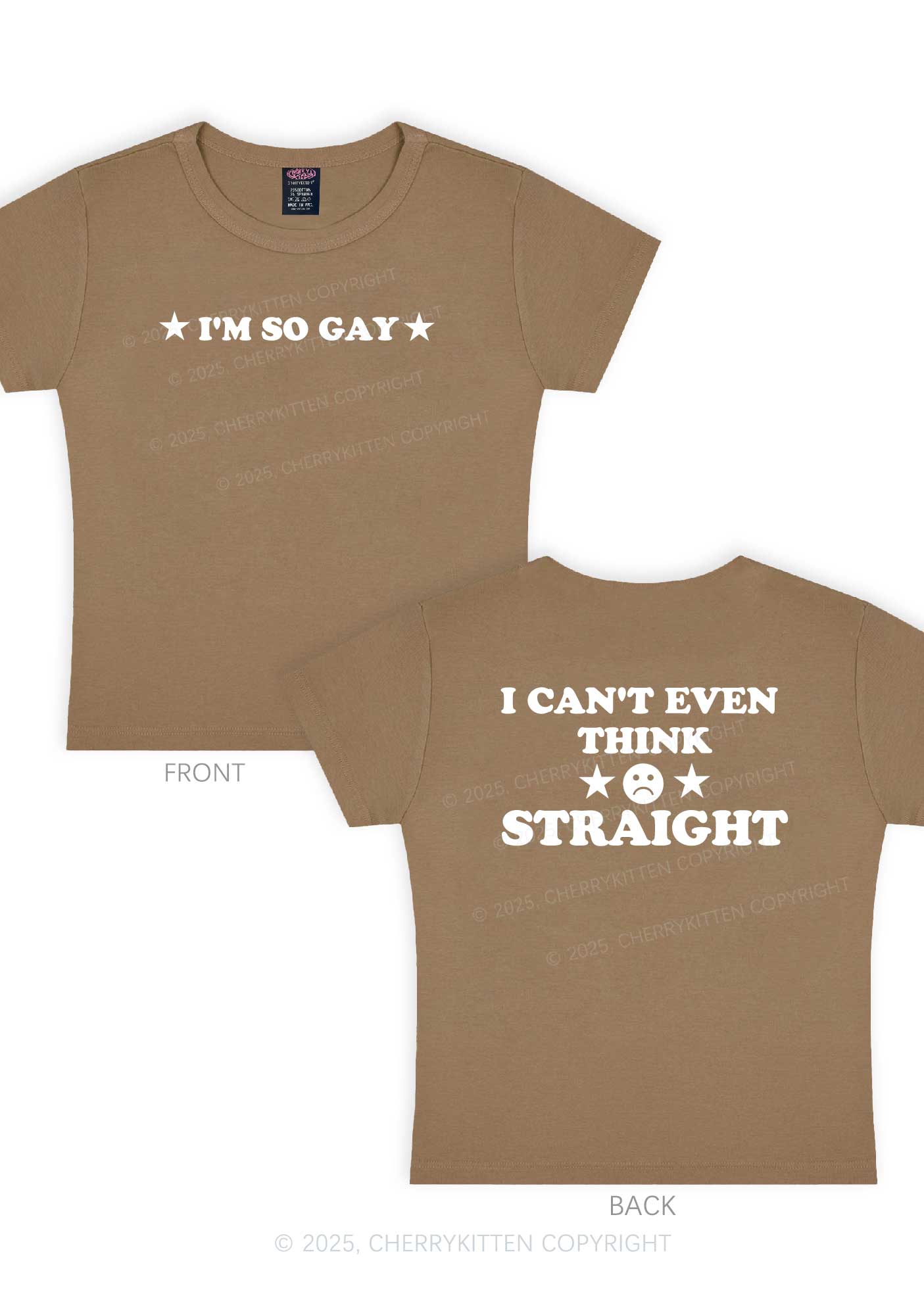 Im So Gay Two Sides Pride Y2K Baby Tee Cherrykitten - Image 11