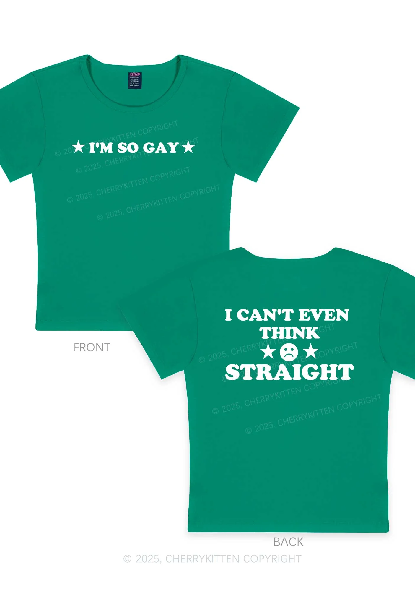 Im So Gay Two Sides Pride Y2K Baby Tee Cherrykitten - Image 12