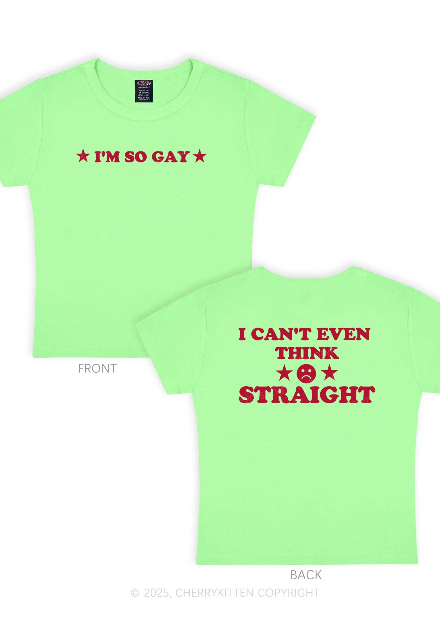 Im So Gay Two Sides Pride Y2K Baby Tee Cherrykitten - Image 13