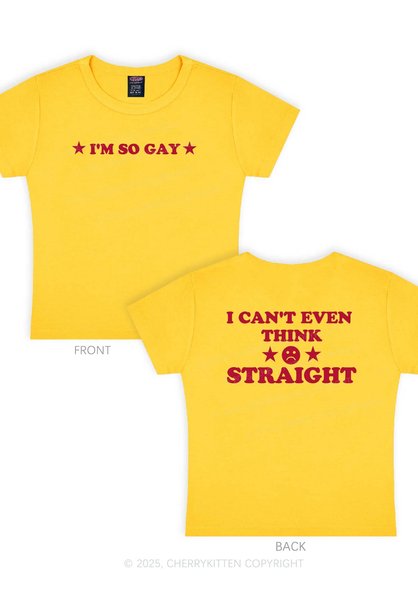 Im So Gay Two Sides Pride Y2K Baby Tee Cherrykitten - Image 6