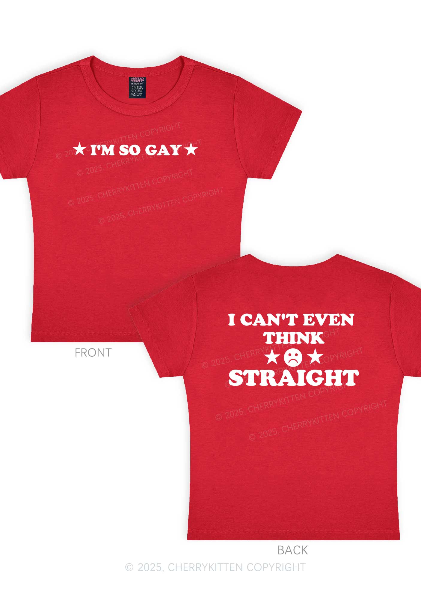 Im So Gay Two Sides Pride Y2K Baby Tee Cherrykitten - Image 7