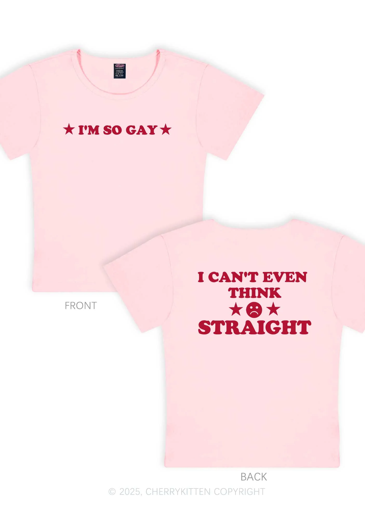 Im So Gay Two Sides Pride Y2K Baby Tee Cherrykitten - Image 8