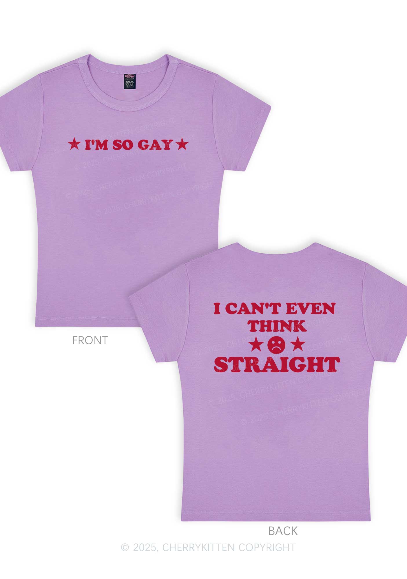 Im So Gay Two Sides Pride Y2K Baby Tee Cherrykitten - Image 9