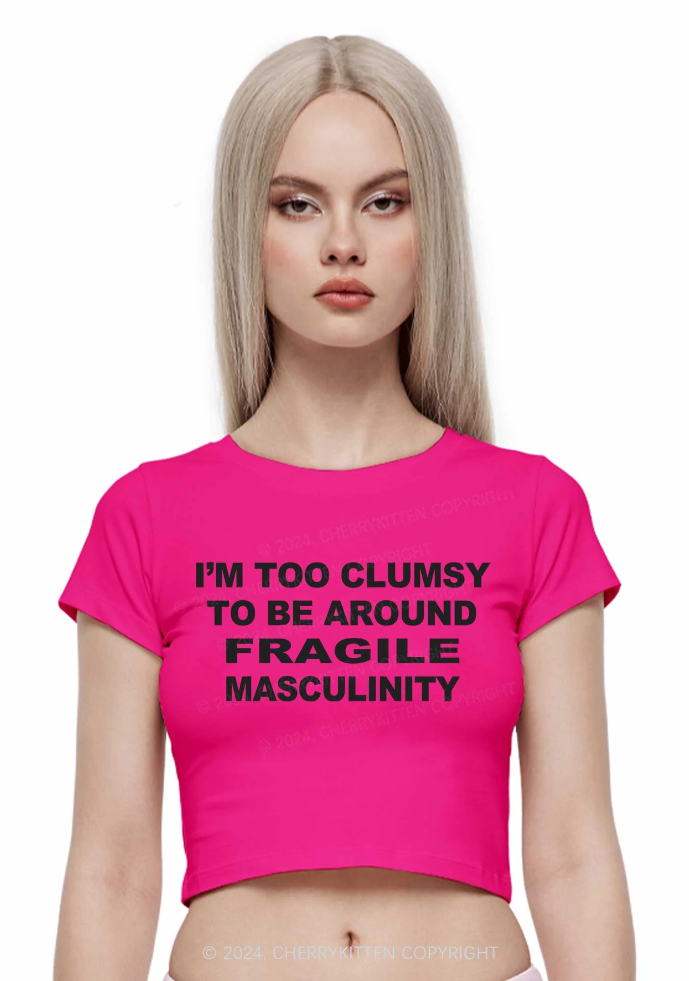 I'm Too Clumsy Y2K Baby Tee Cherrykitten - Image 2