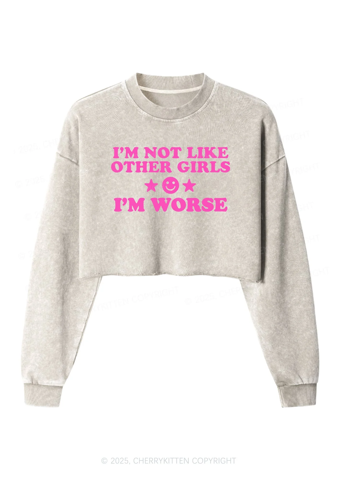 Im Worse Y2K Crop Washed Sweatshirts Cherrykitten - Image 3
