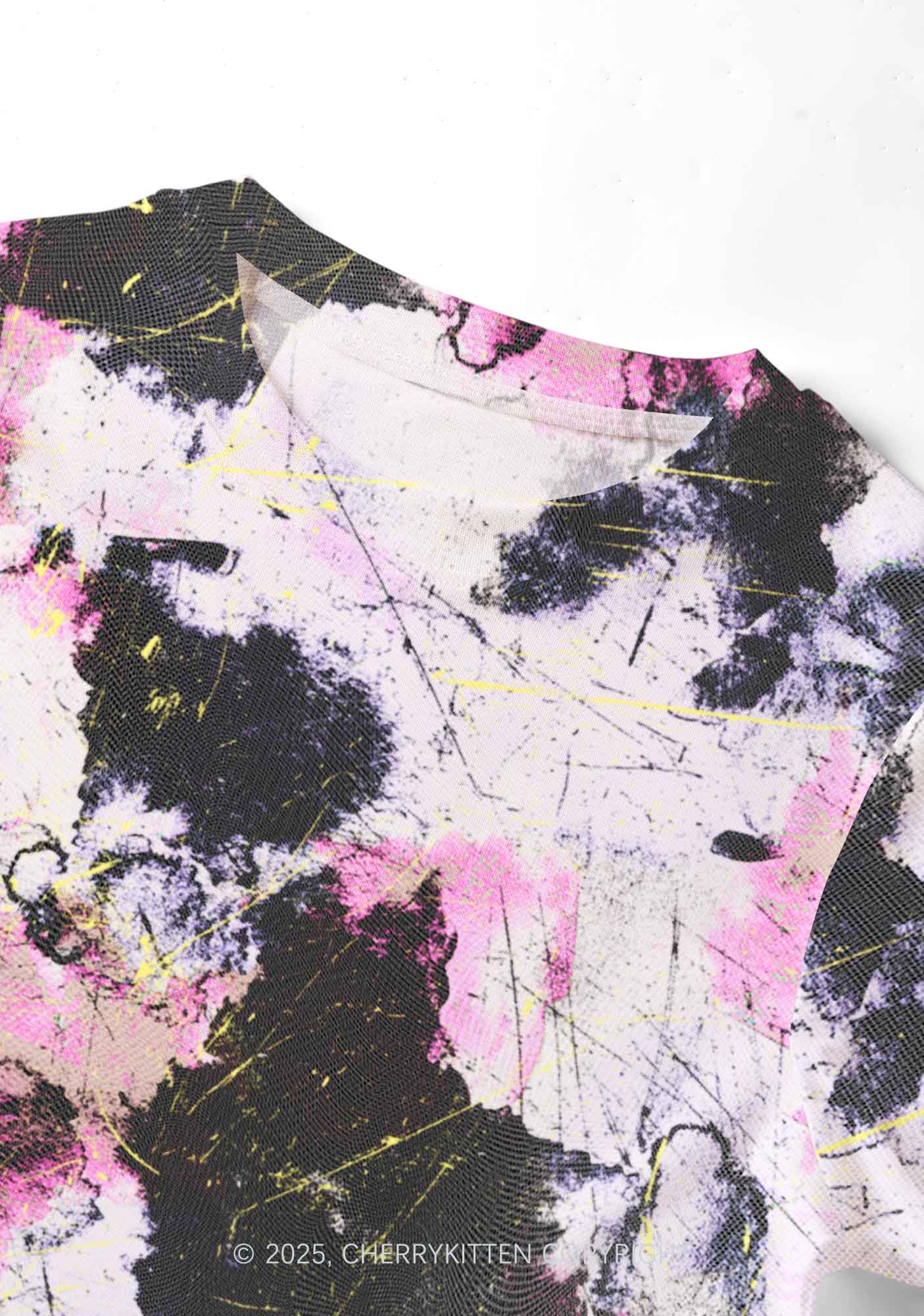 Ink Graffiti Y2K Mesh Crop Top Cherrykitten - Image 3