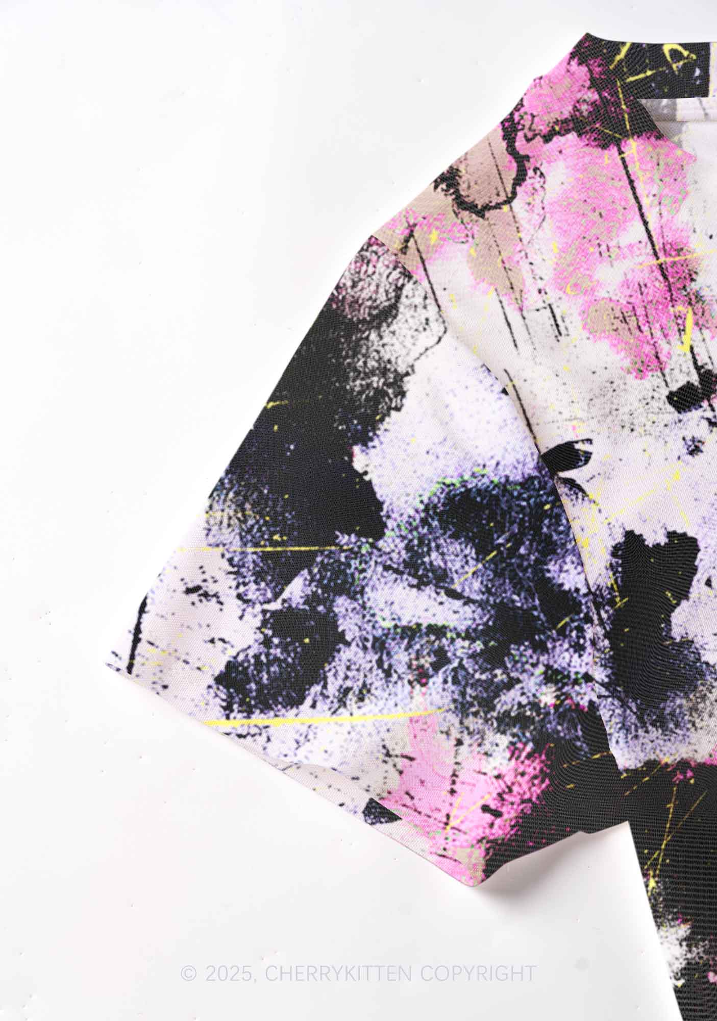 Ink Graffiti Y2K Mesh Crop Top Cherrykitten - Image 4