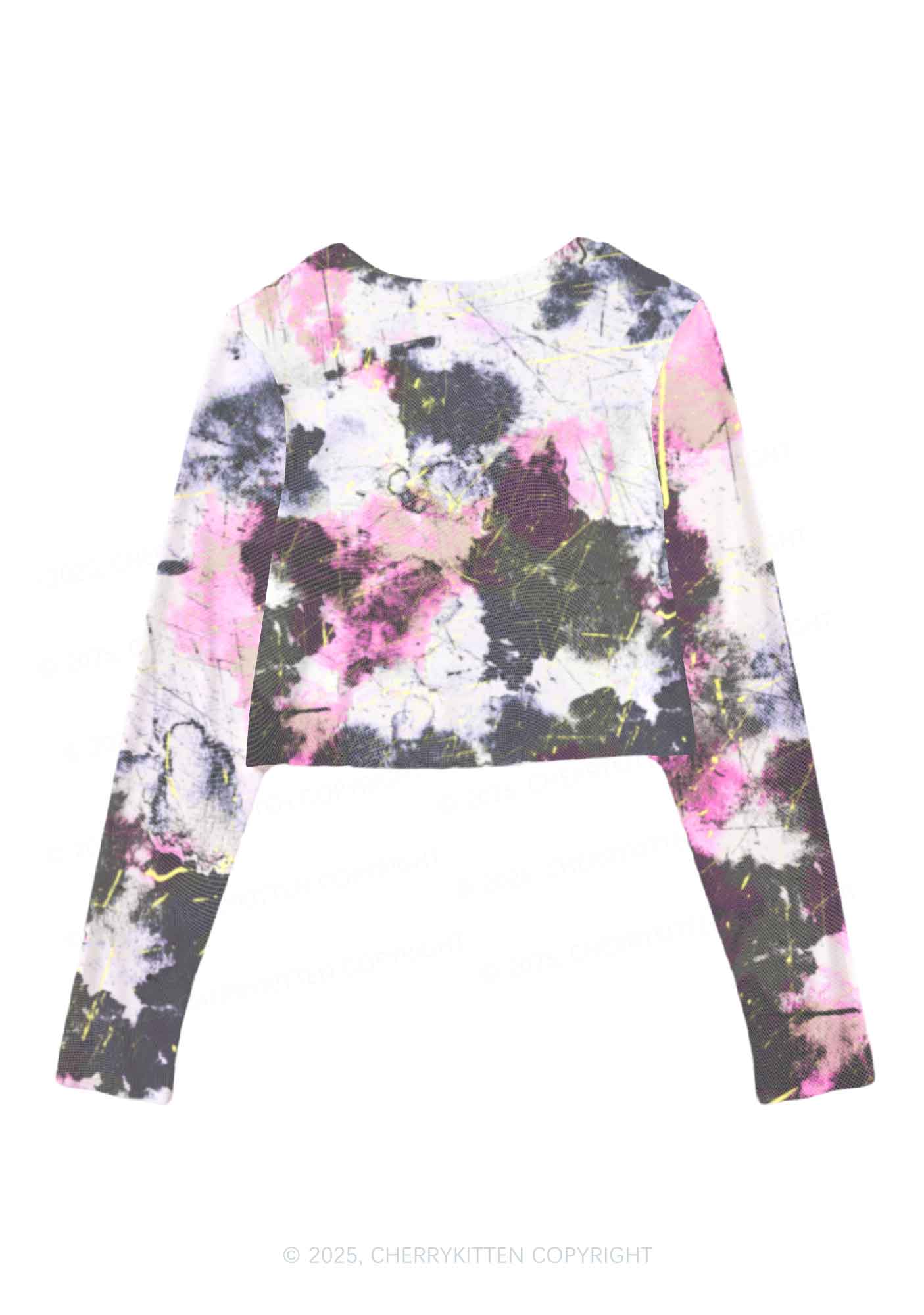 Ink Graffiti Y2K Mesh Long Sleeve Crop Top Cherrykitten - Image 3
