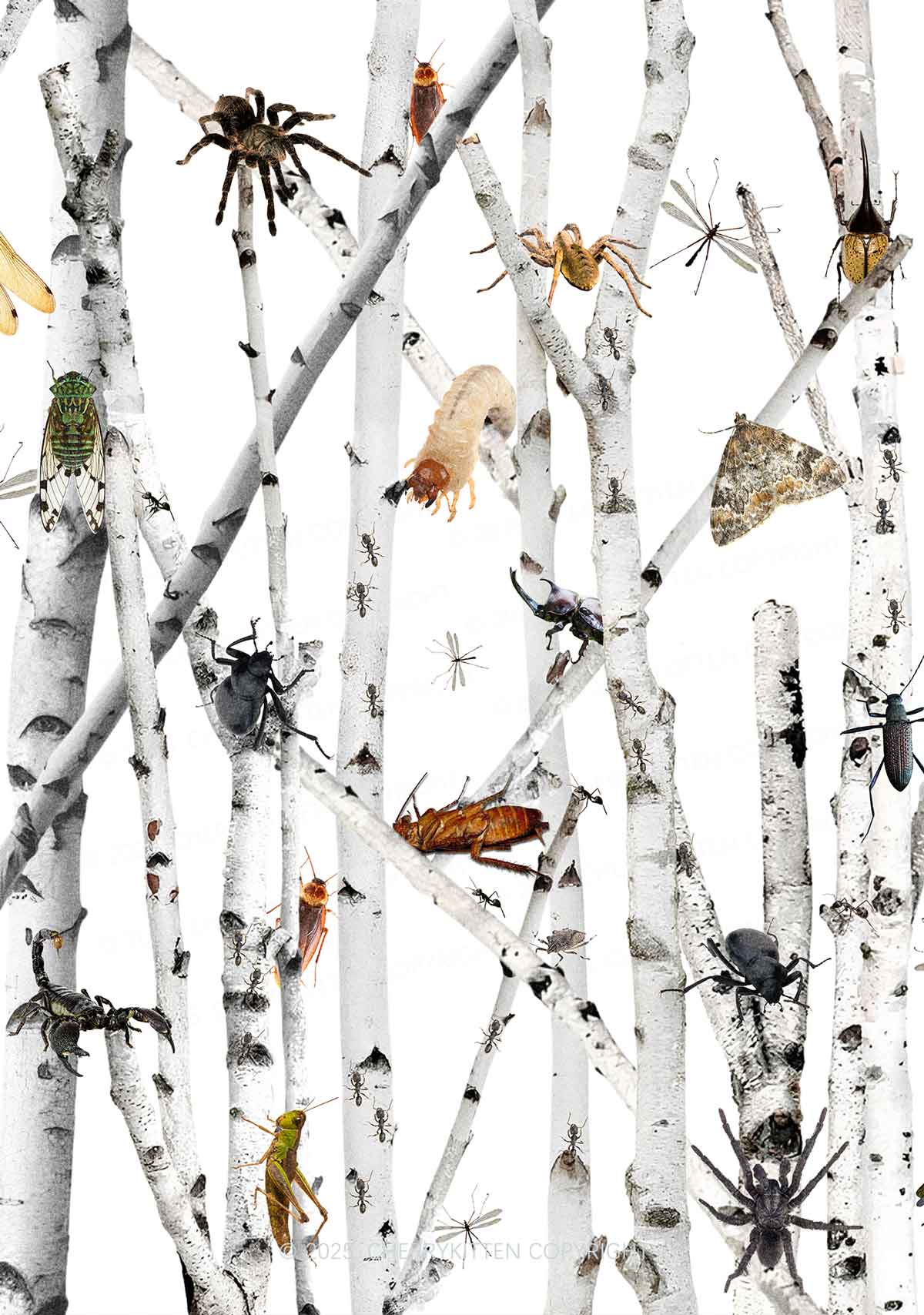 Insects On Birch Y2K Mesh Crop Top Cherrykitten - Image 2