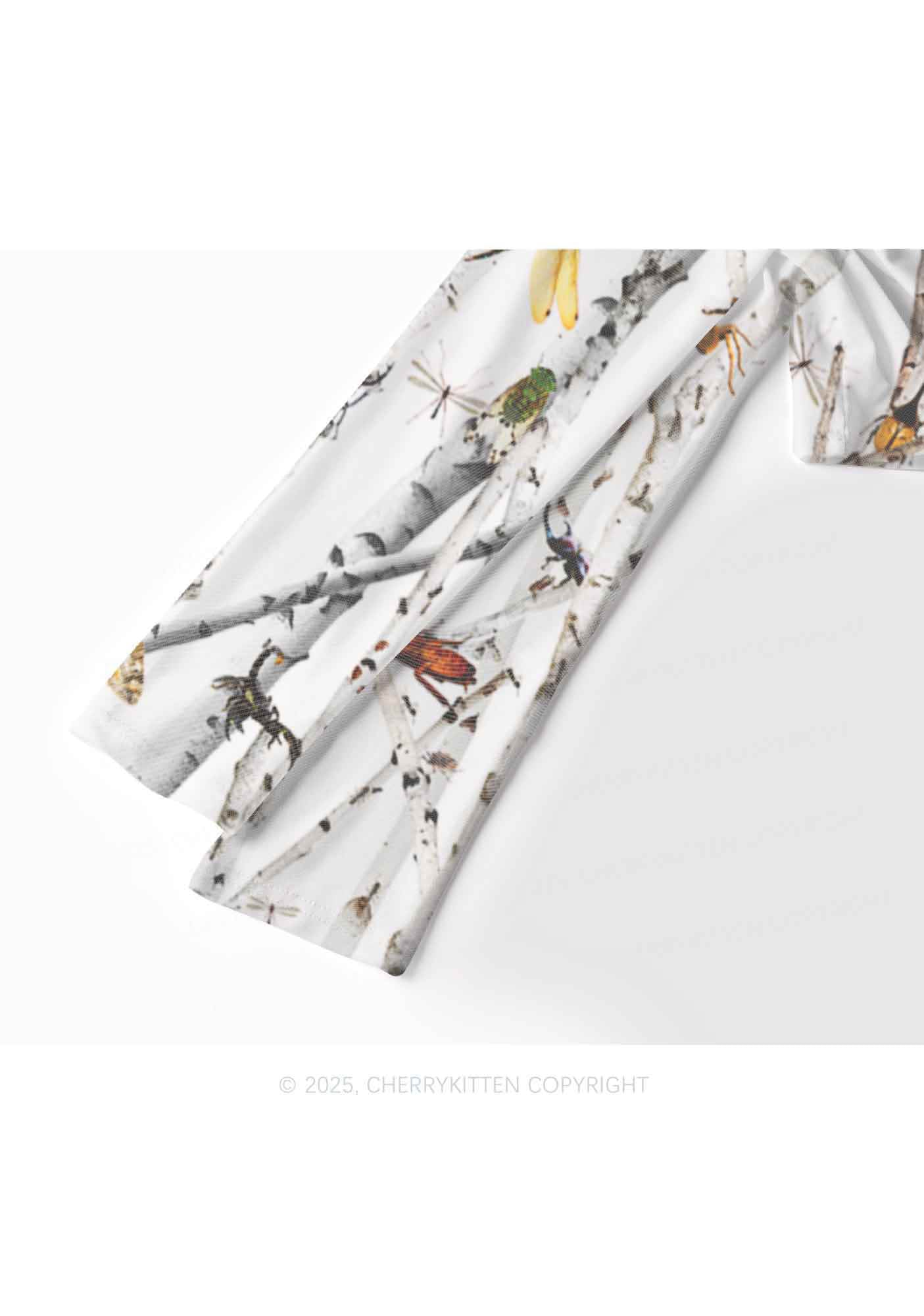 Insects On Birch Y2K Mesh Long Sleeve Crop Top Cherrykitten - Image 4