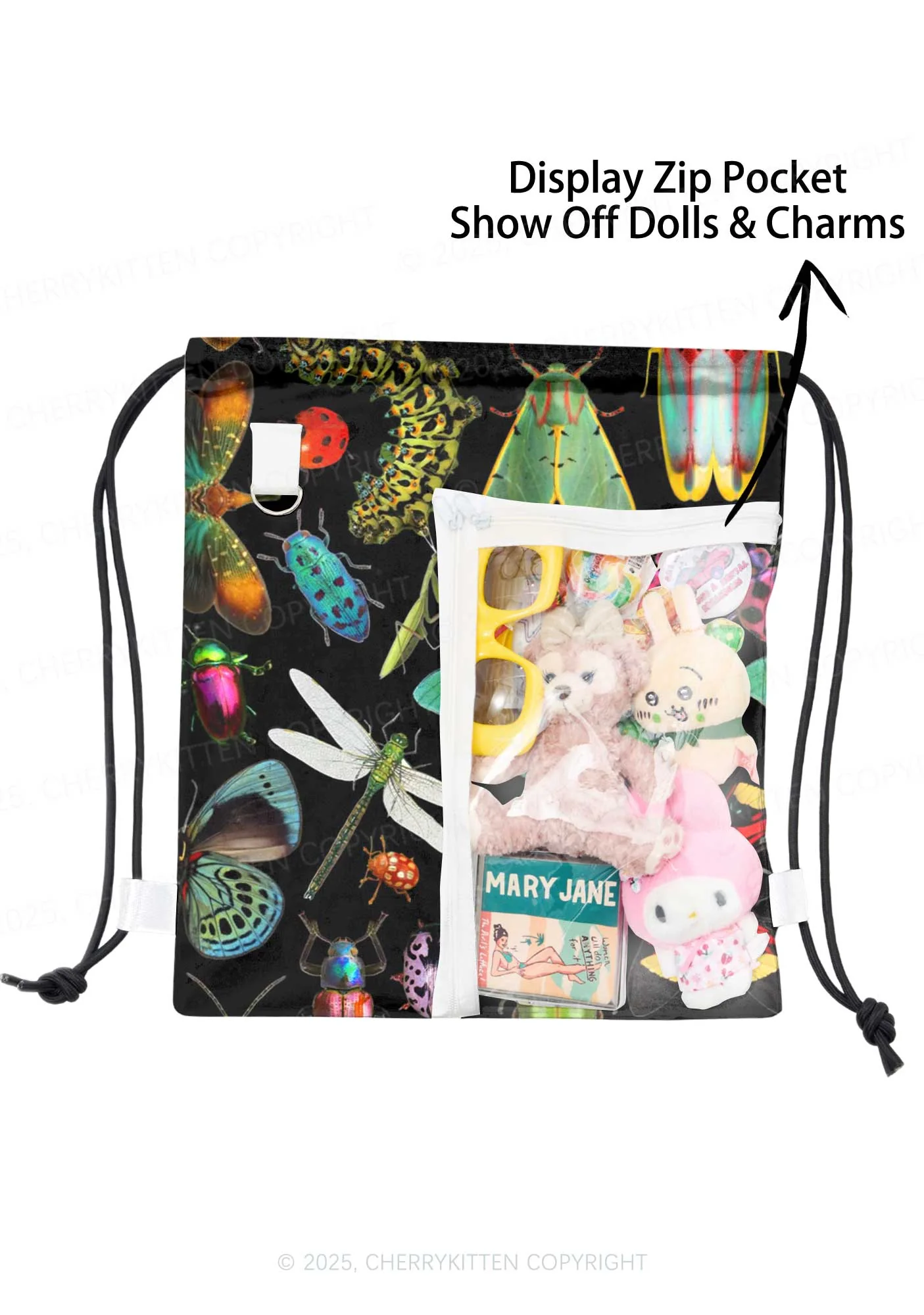 Insects Party Y2K Drawstring Itabag Backpack Cherrykitten - Image 3
