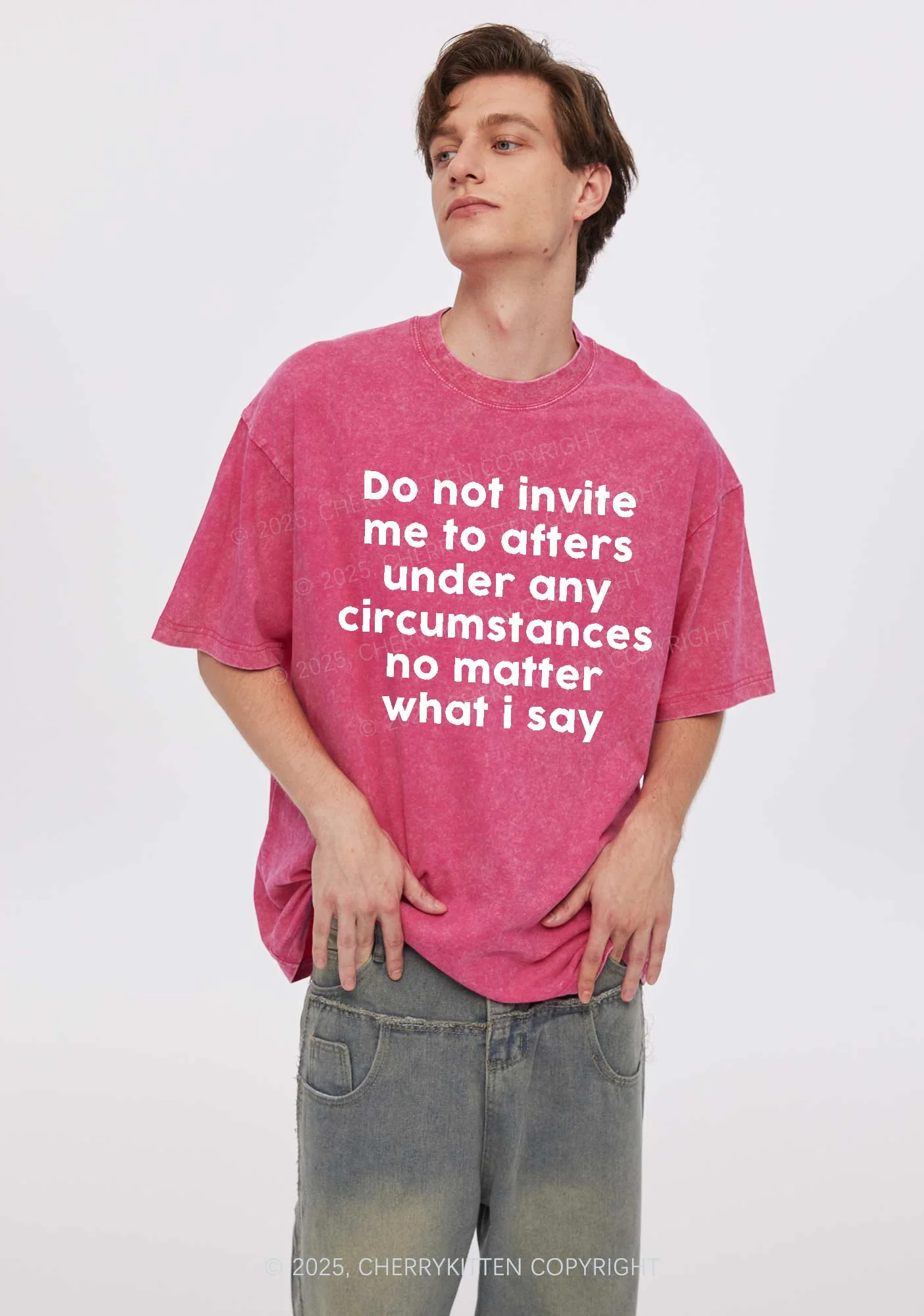 Invite Me To Afters Y2K Shirts Washed Tee Cherrykitten - Image 2