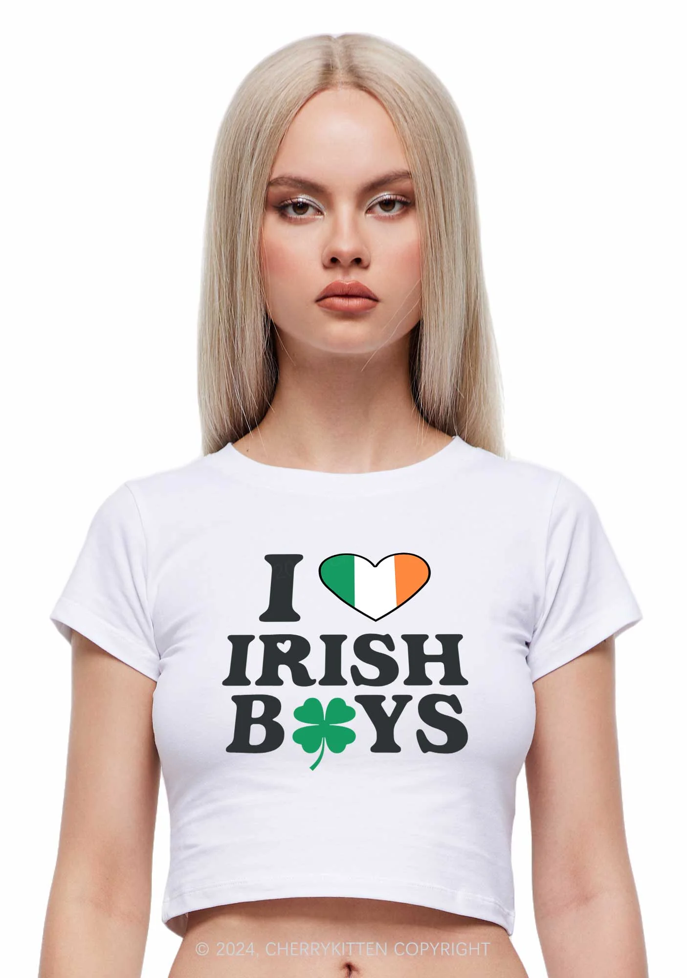 Irish Boy Shamrock St Patricks Y2K Baby Tee Cherrykitten - Image 2