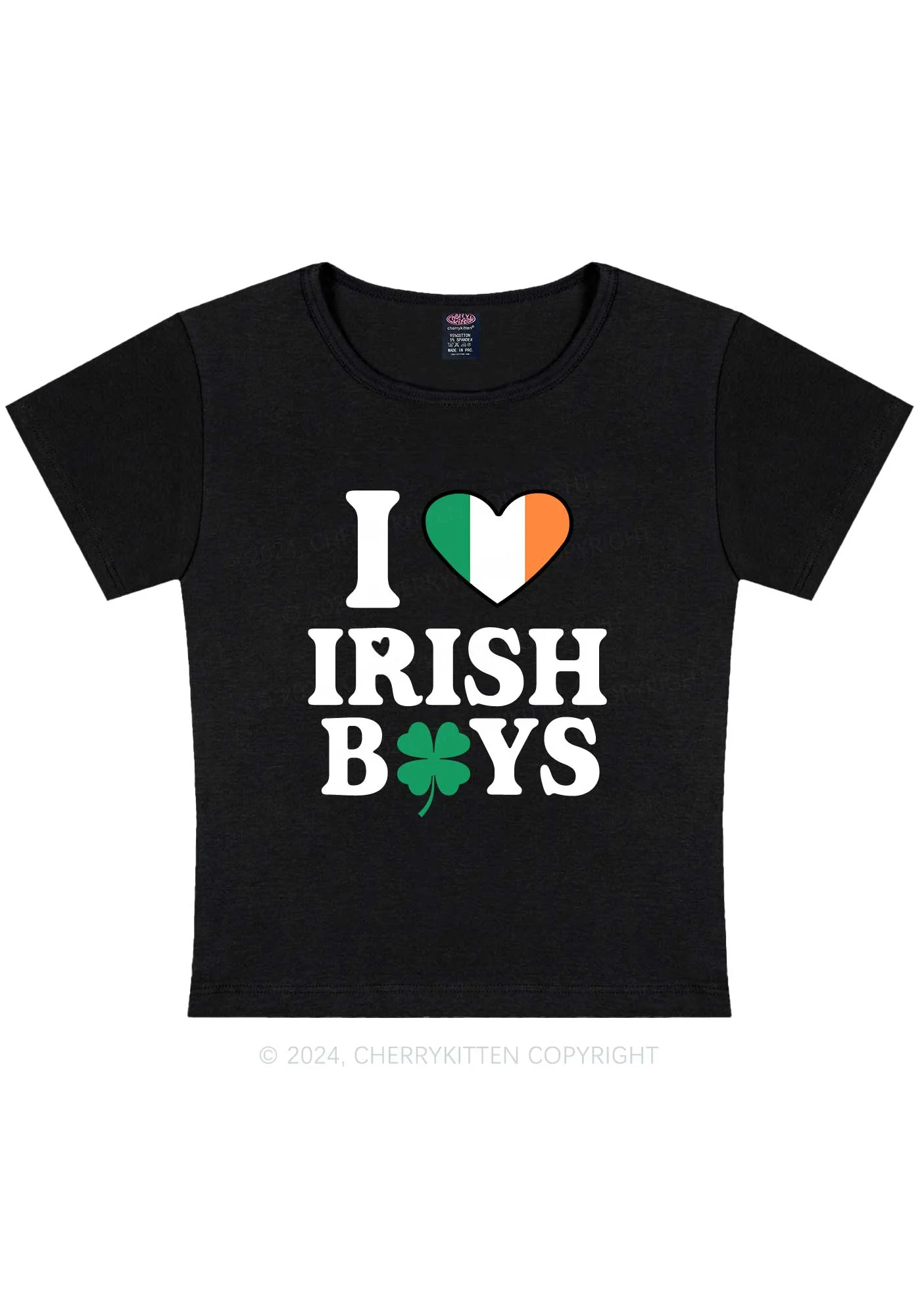 Irish Boy Shamrock St Patricks Y2K Baby Tee Cherrykitten - Image 4