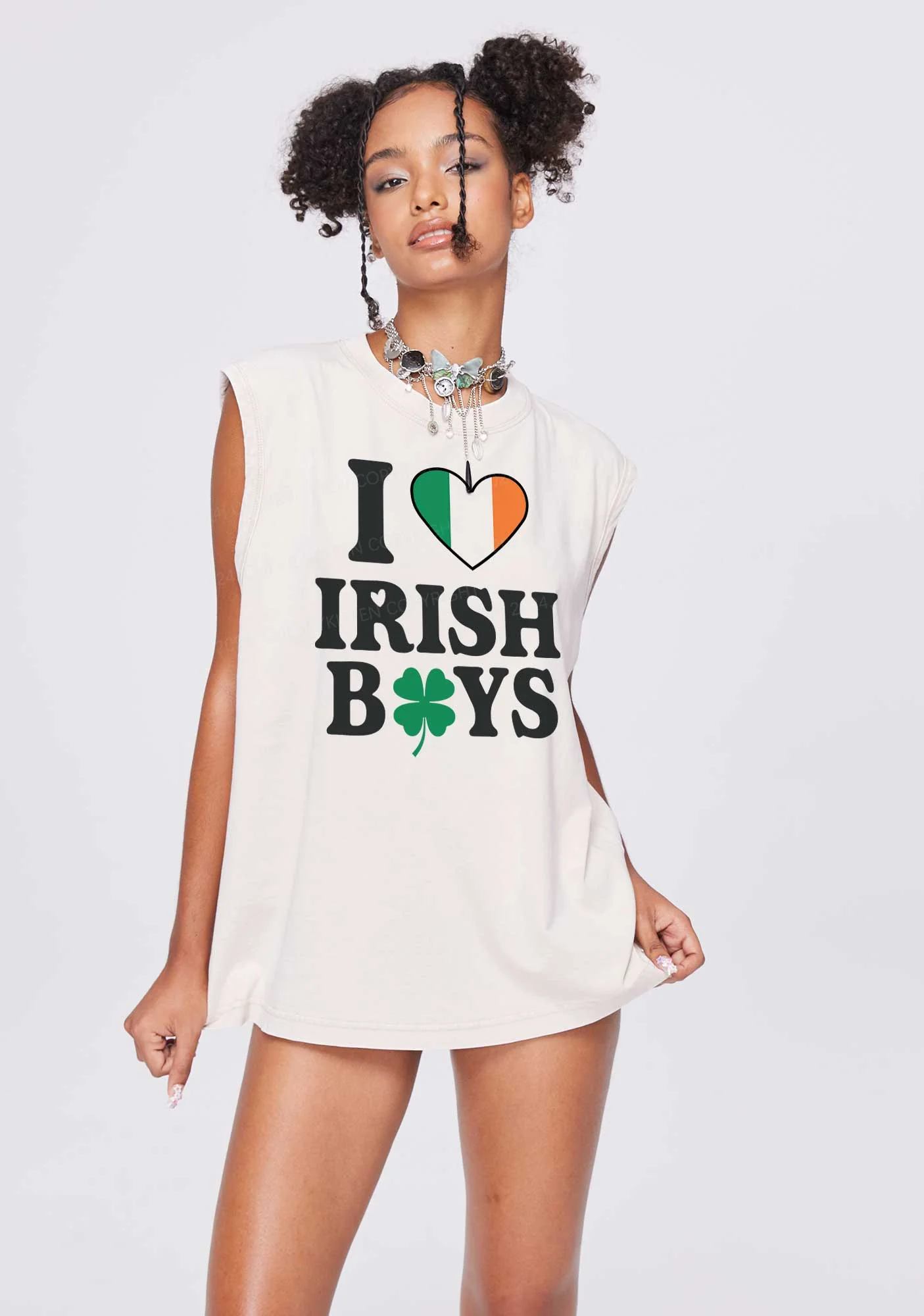 Irish Boy Shamrock St Patricks Y2K Washed Tank Cherrykitten - Image 2