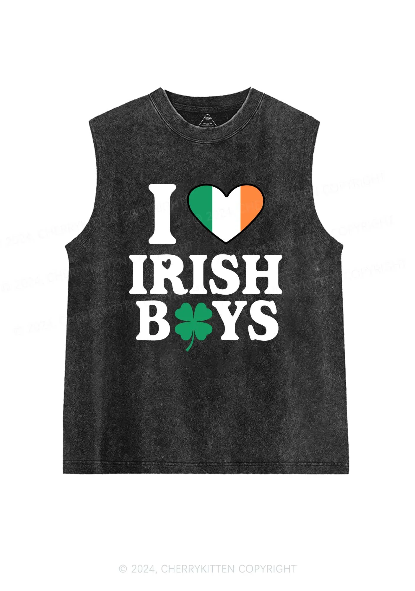Irish Boy Shamrock St Patricks Y2K Washed Tank Cherrykitten - Image 4