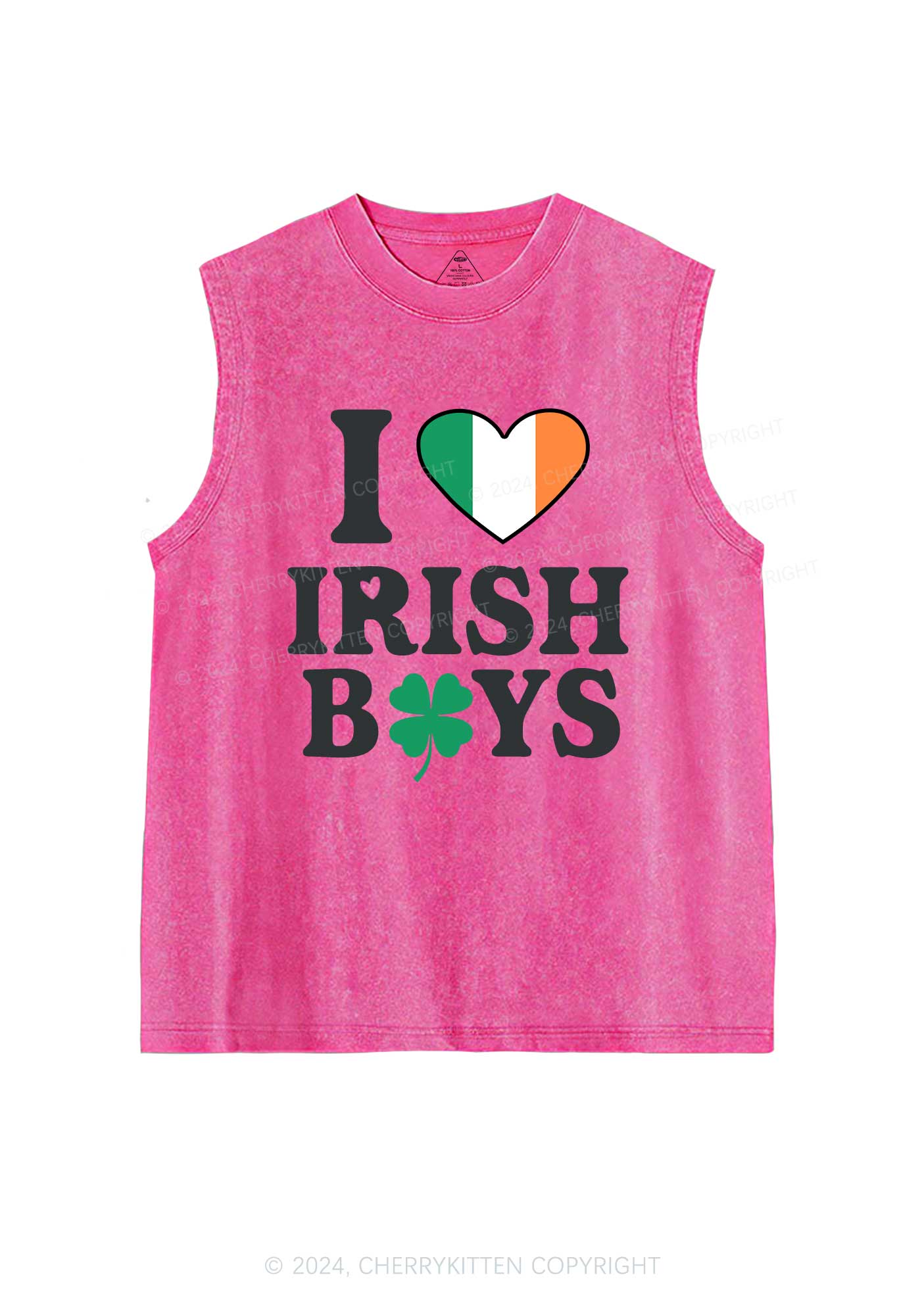 Irish Boy Shamrock St Patricks Y2K Washed Tank Cherrykitten - Image 5