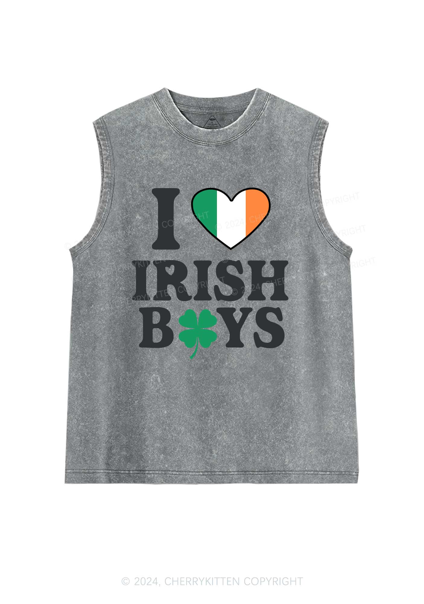 Irish Boy Shamrock St Patricks Y2K Washed Tank Cherrykitten - Image 6