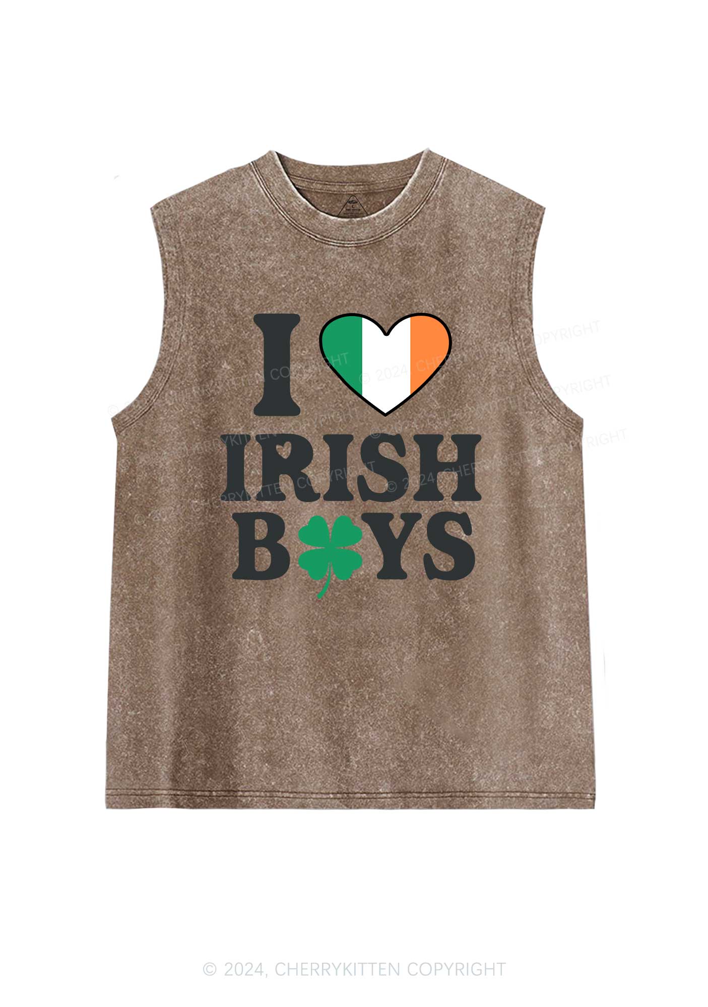 Irish Boy Shamrock St Patricks Y2K Washed Tank Cherrykitten - Image 7